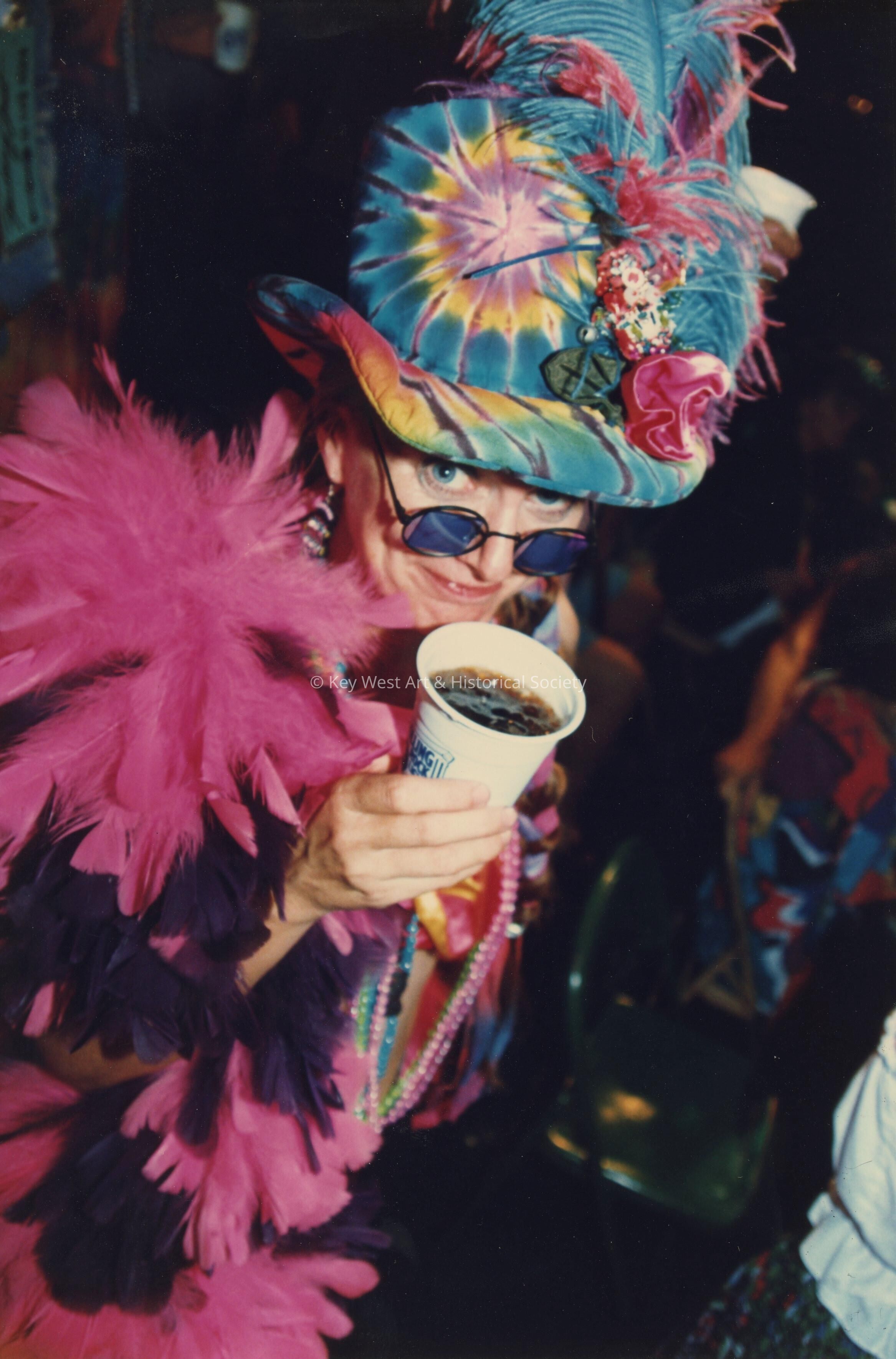 An unknown person dressed up.