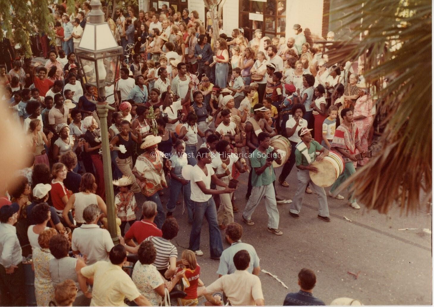 A band playing in a parade