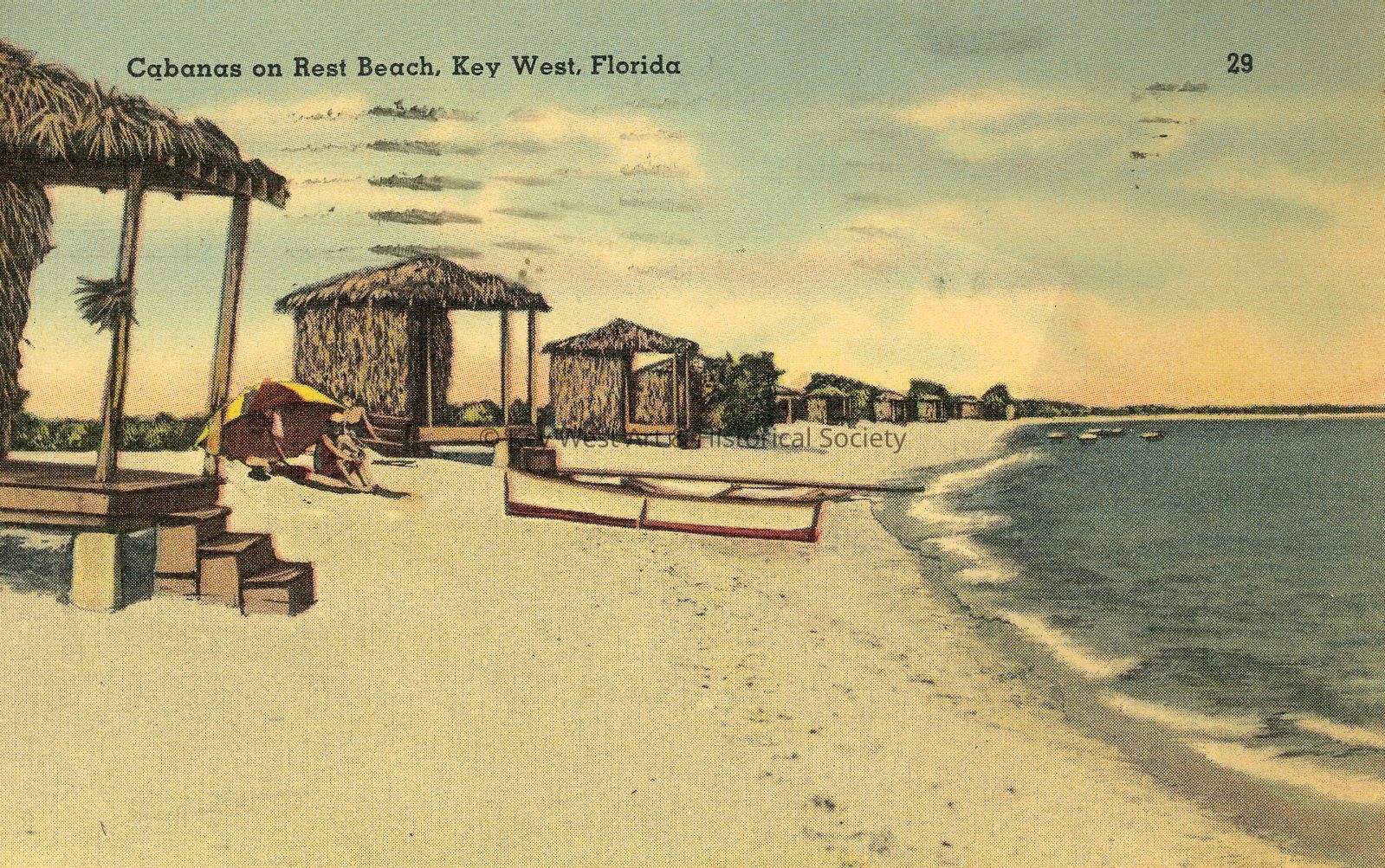Cabanas on Rest Beach, Key West, Florida; © Key West Art & Historical Society