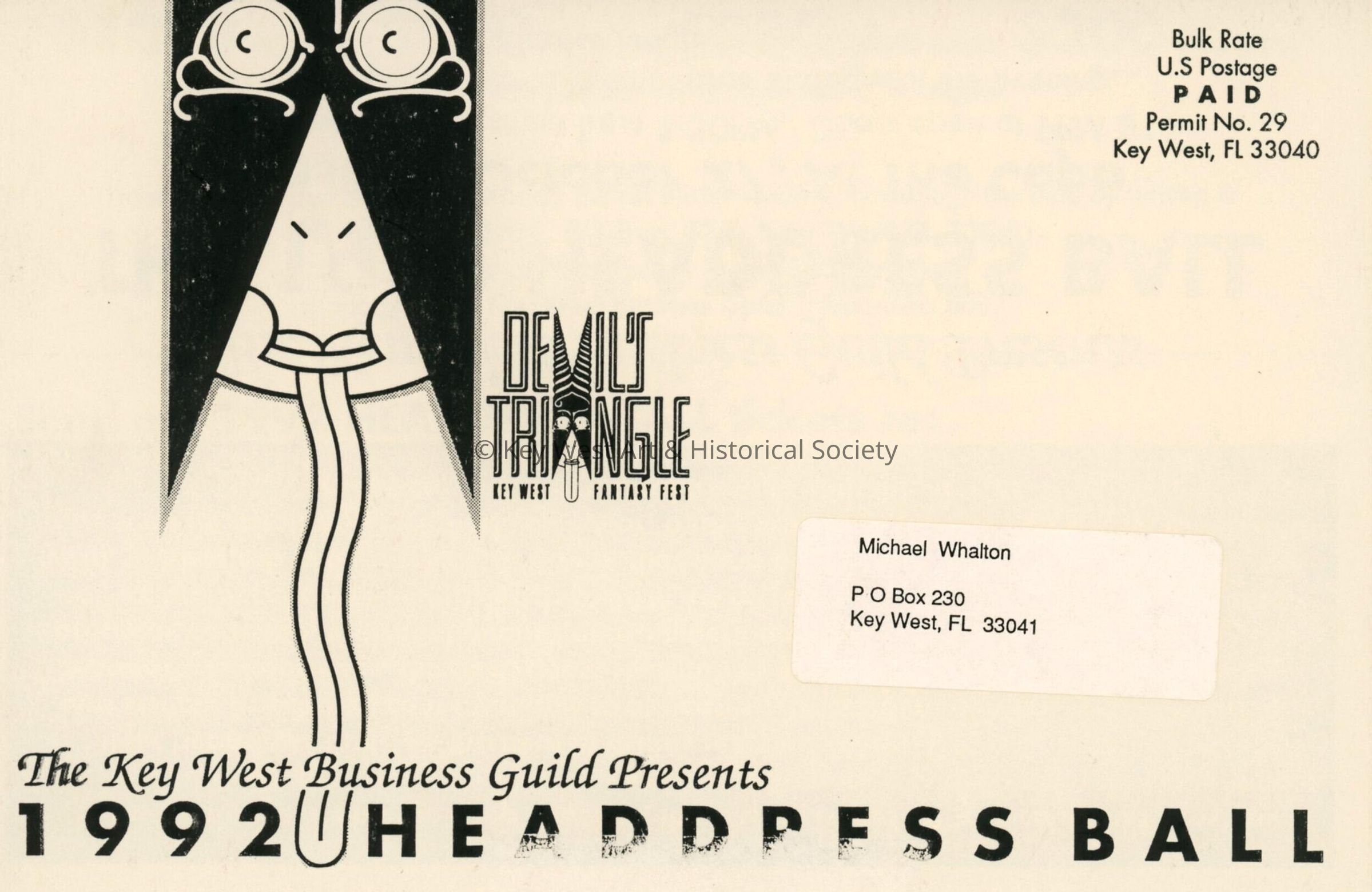 A mailer to buy headdress ball tickets.