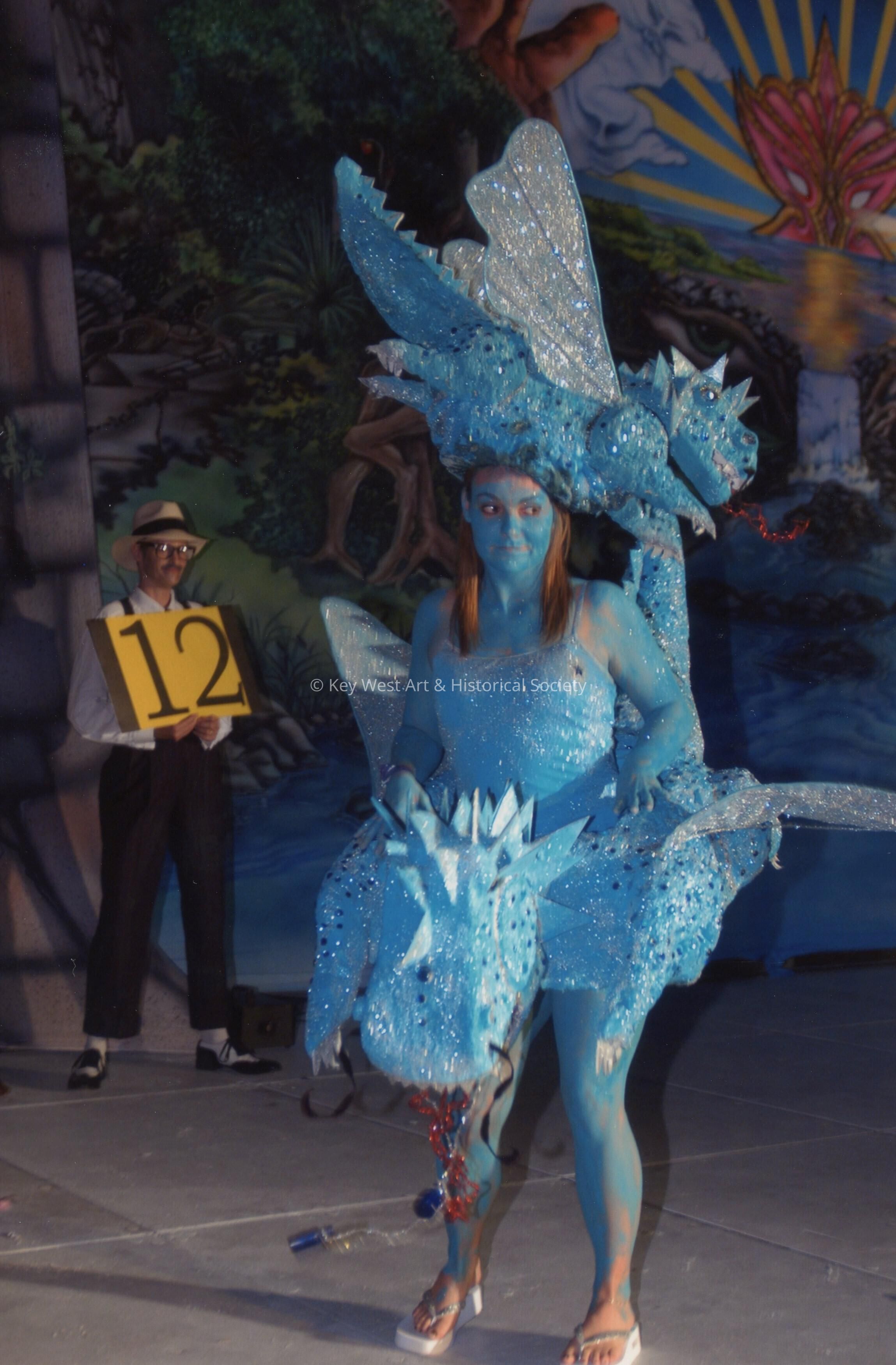 An unknown person dressed up.