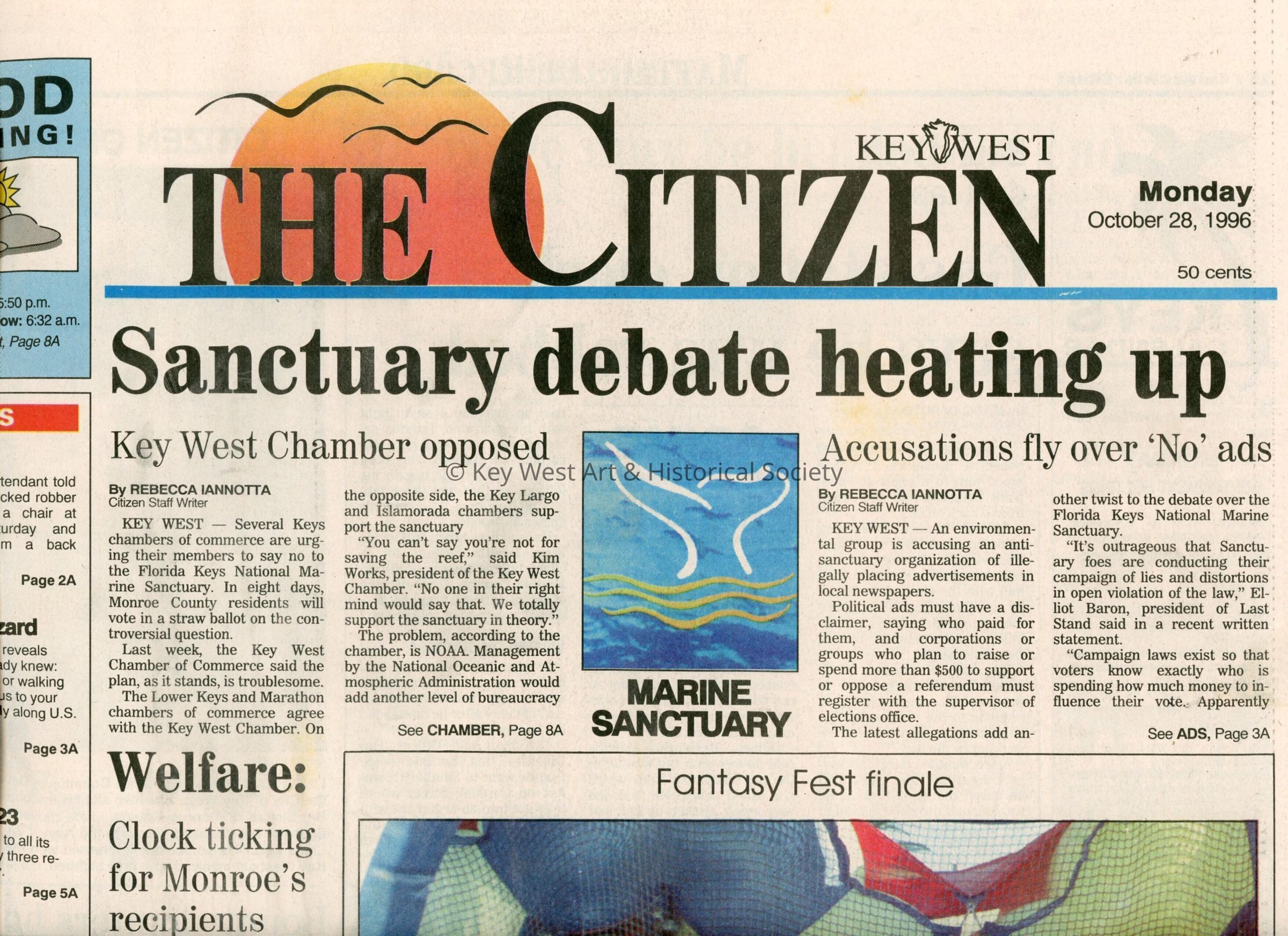 An article in the Key West Citizen that reads Kid's Day packed; Parade resu