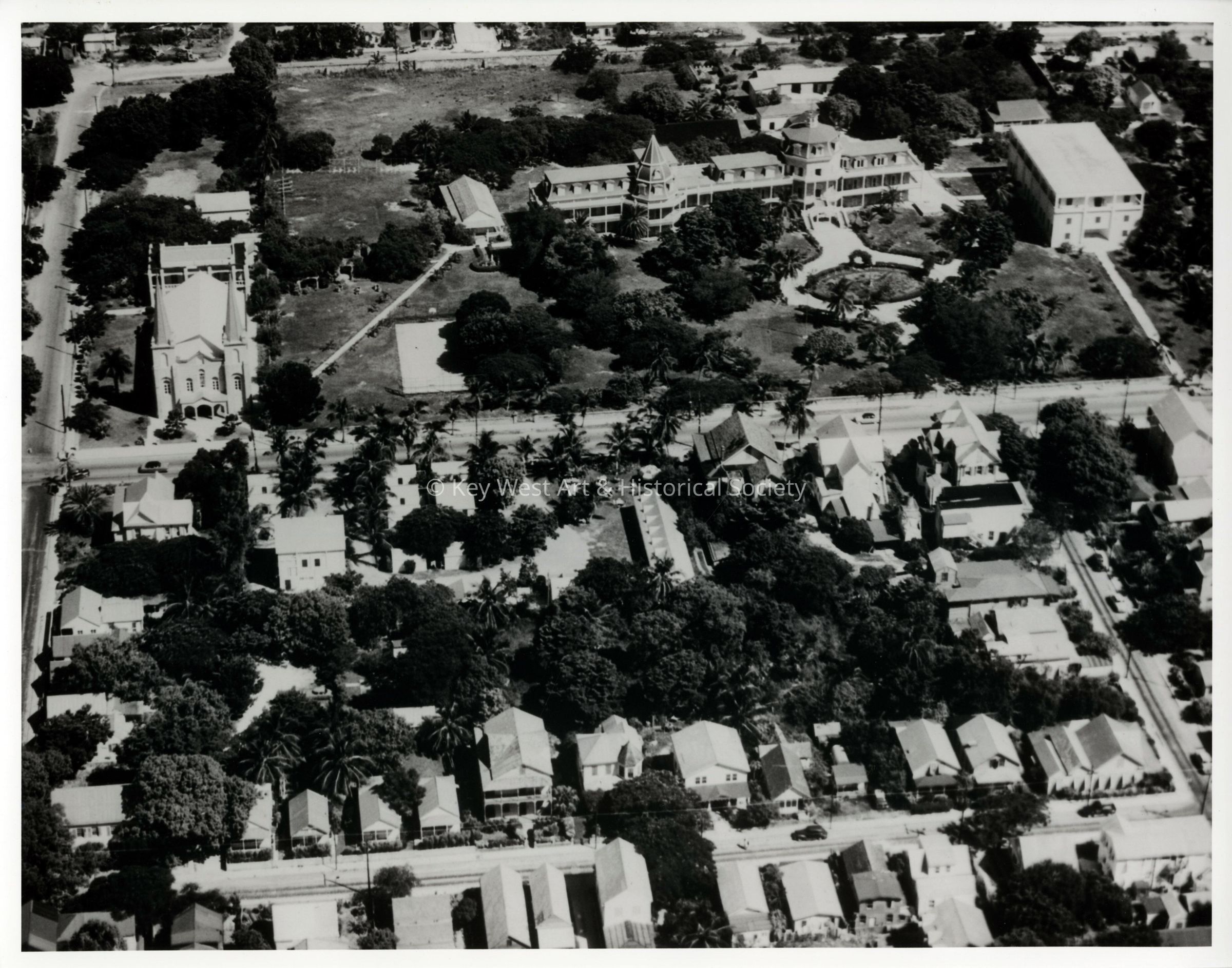 Aerial View of St. Mary Star of the Sea Church and Convent; © Key West Art & Historical Society
