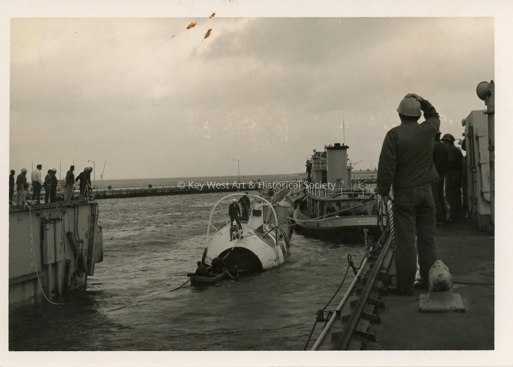 A submarine and a boat