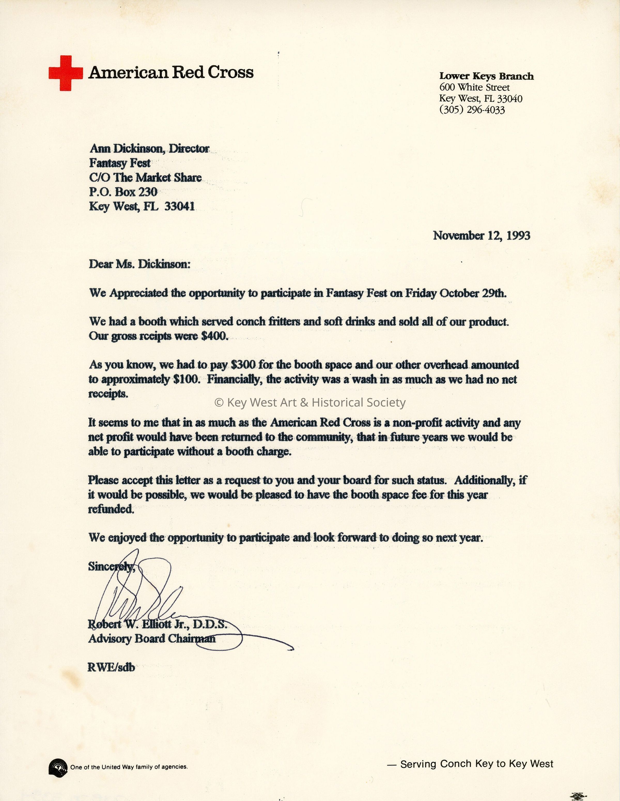 A letter to Ms. Dickinson from the American Red Cross. picture number 1