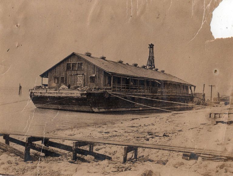 A houseboat used when constructing the railroad picture number 1