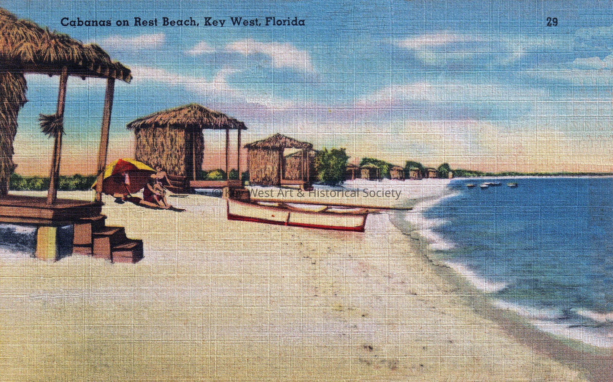 Cabanas on Rest Beach, Key West, Florida; © Key West Art & Historical Society