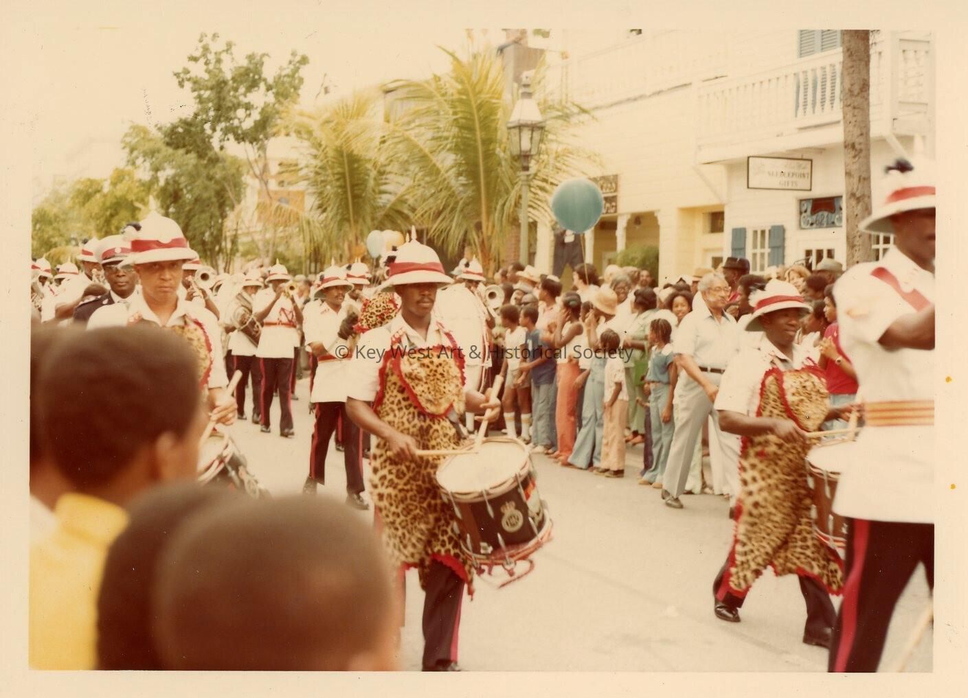 A band playing in a parade