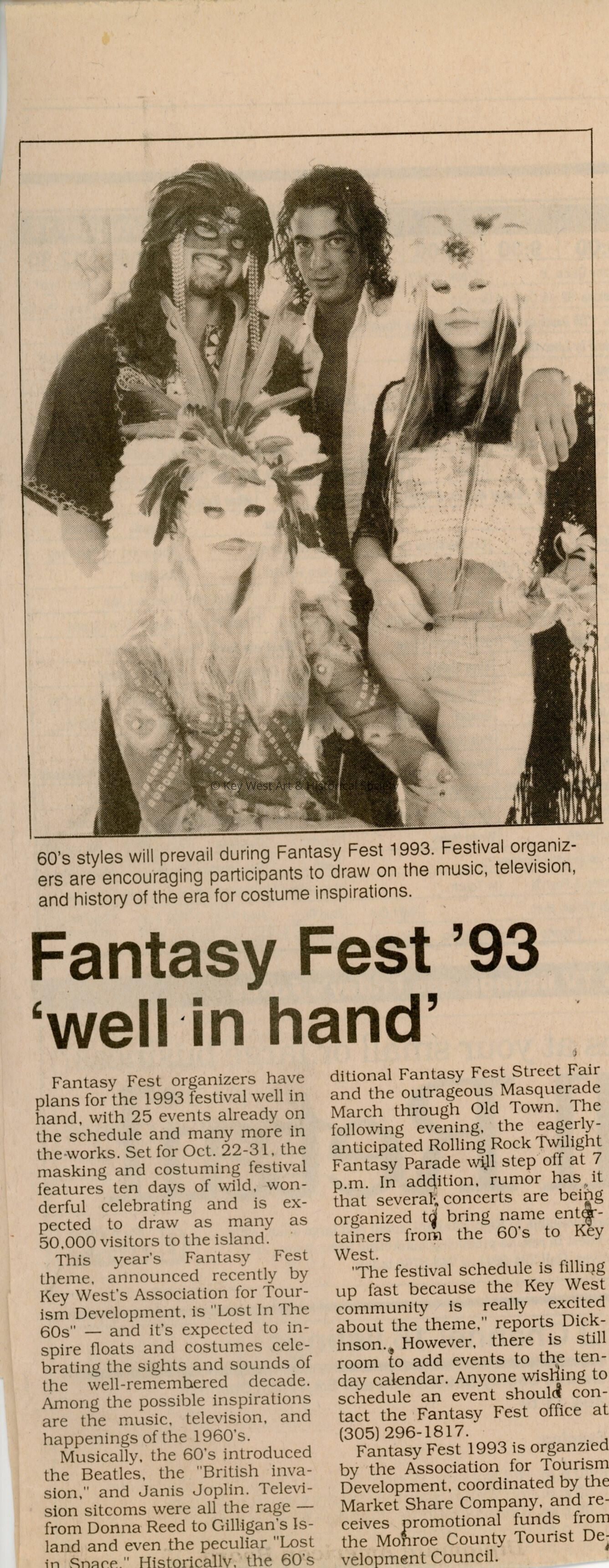 An article that reads Fantasy Fest 93 well in hand.