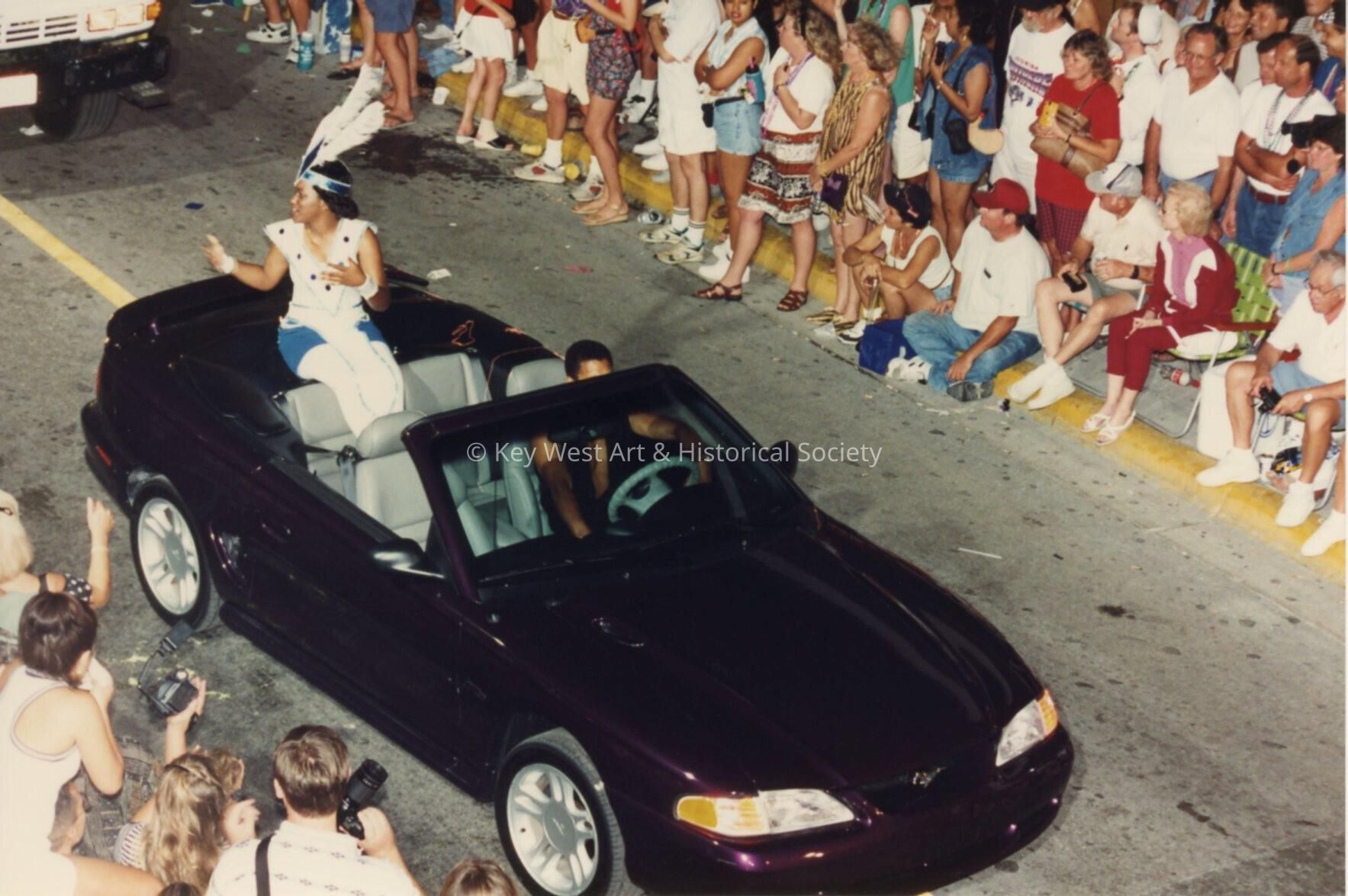 A convertible in the Fantasy Fest parade.