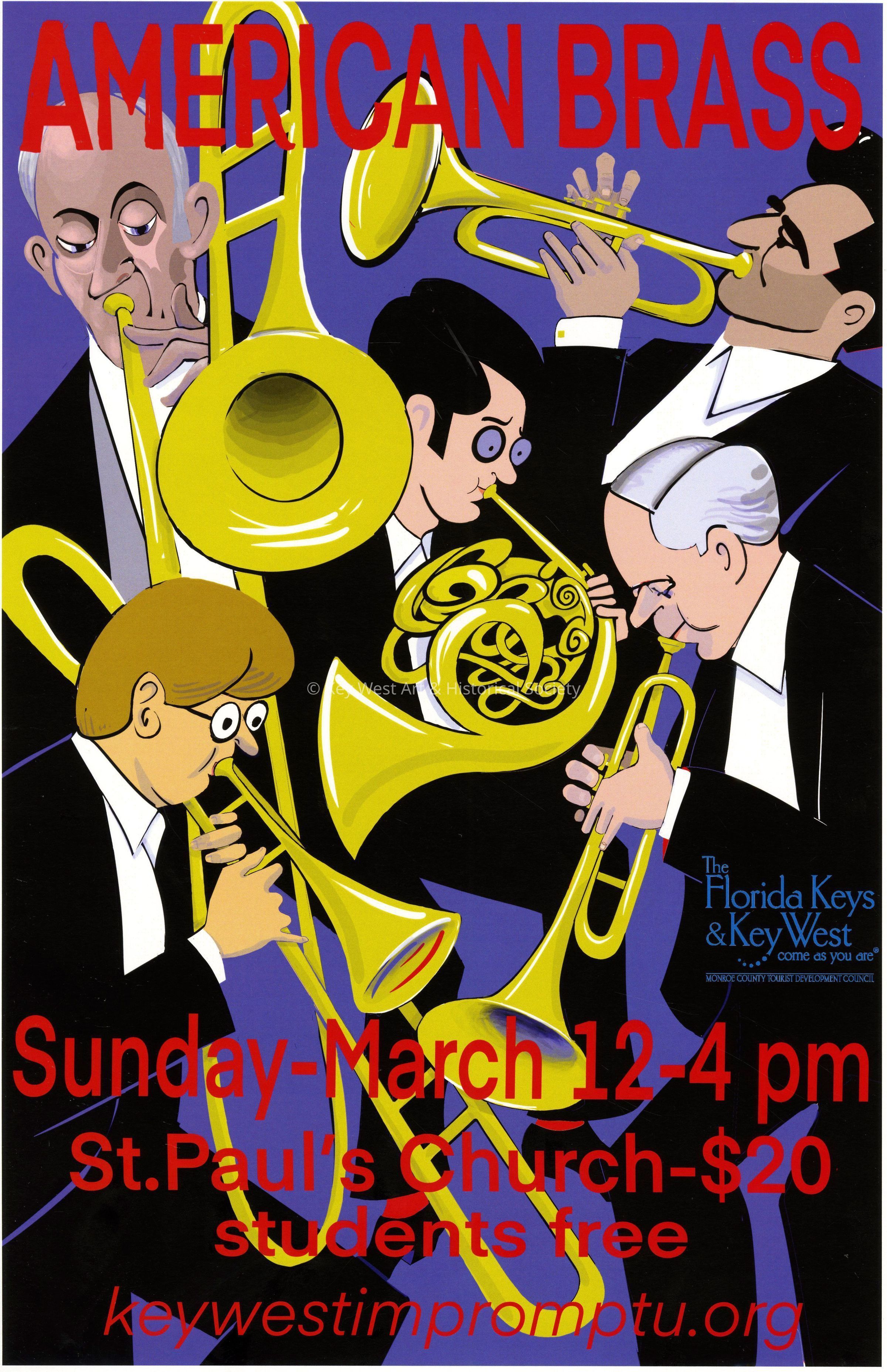 American Brass Impromptu Classical Concerts Poster; © Key West Art & Historical Society