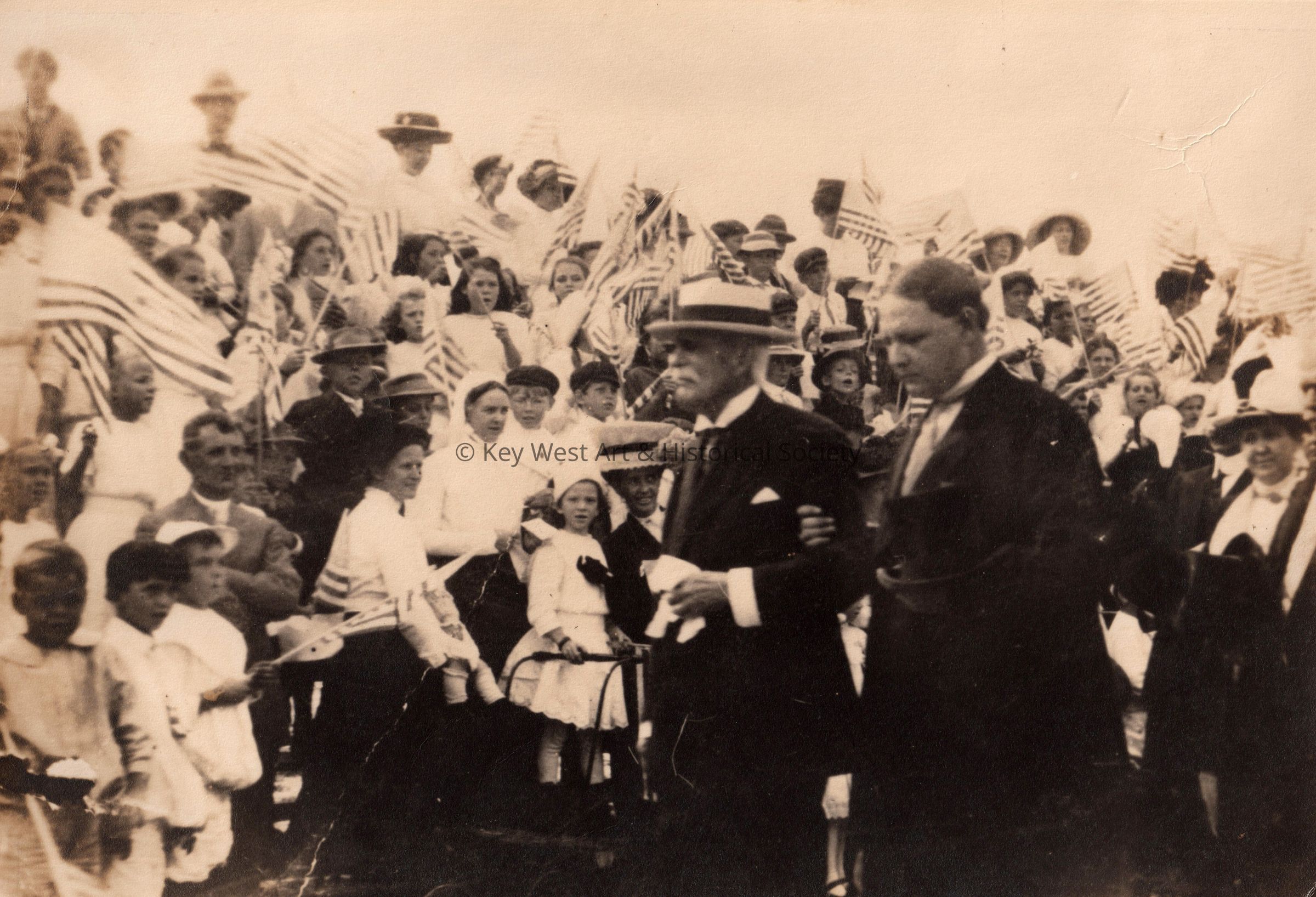 Henry M. Flagler and Mayor Joseph Fogarty at the Arrival of the First Train to Key West; © Key West Art & Historical Society