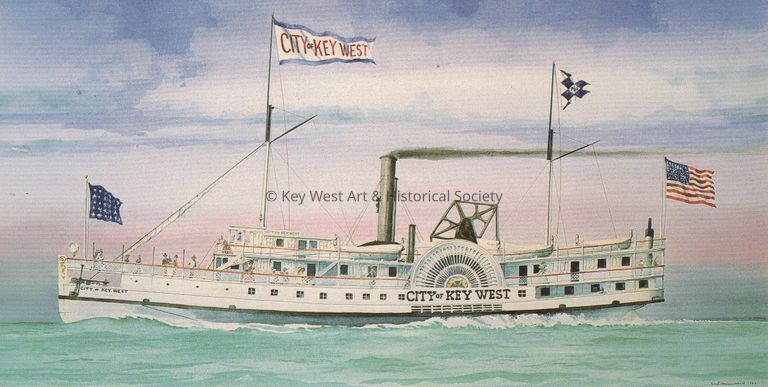 CITY OF KEY WEST Steamship watercolor; © Key West Art & Historical Society