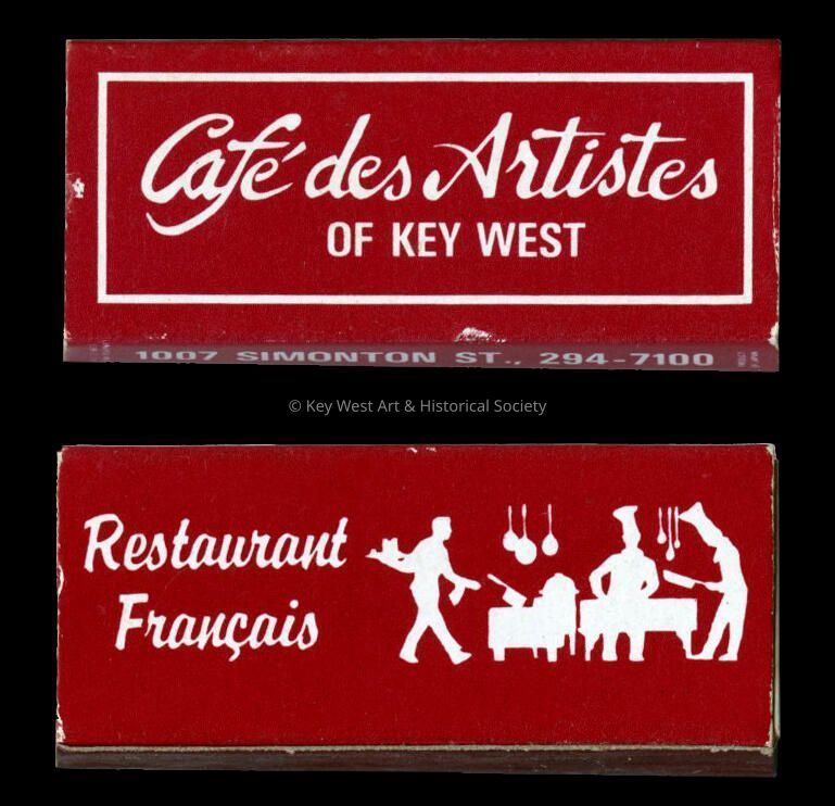 Cafe des Artistes of Key West Restaurant Matchbox; © Key West Art & Historical Society