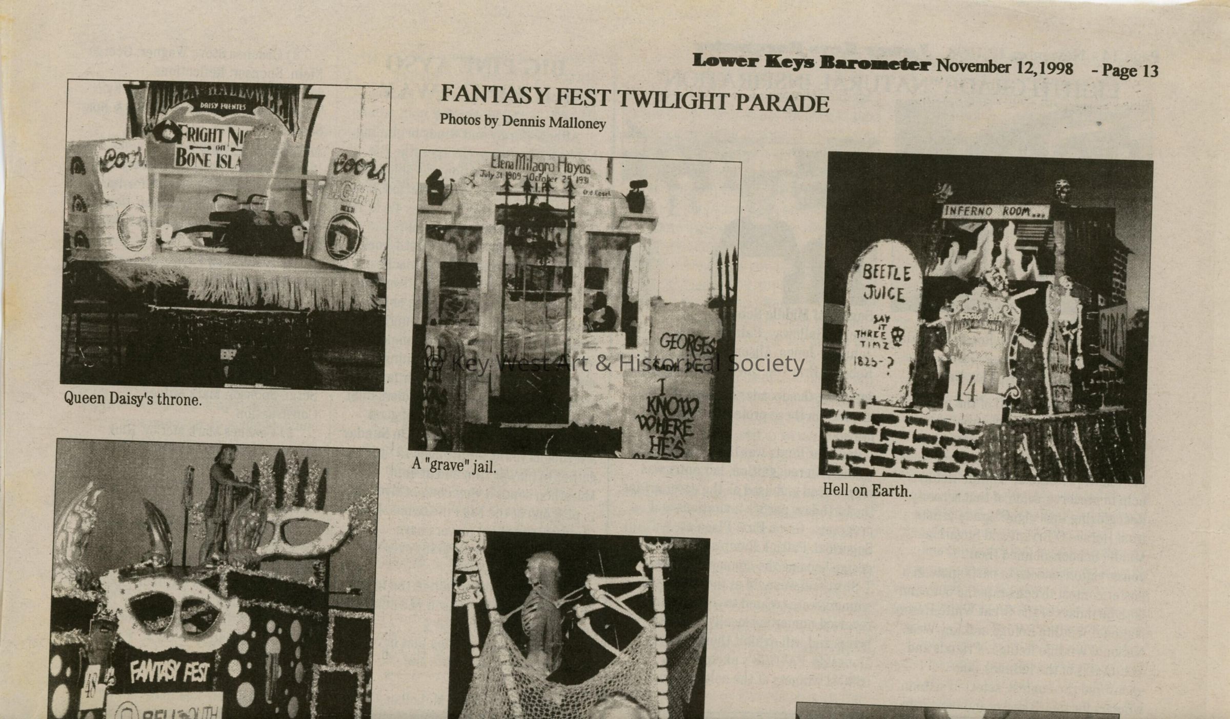 A few pictures with captions about Fantasy Fest in an unknown newspaper.