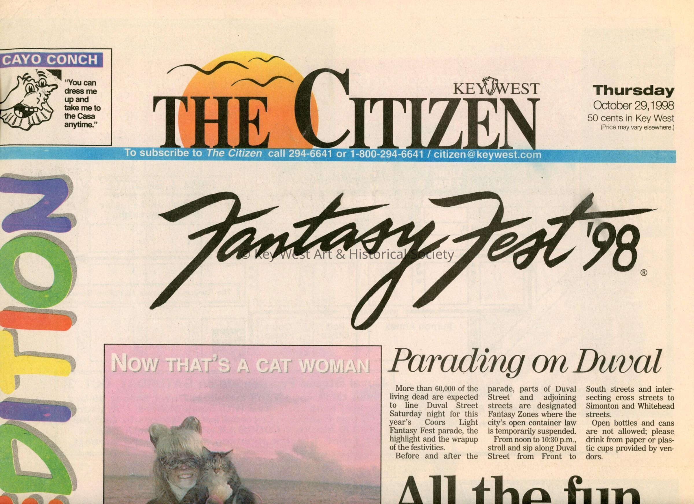 A few articles in the Key West Citizen about Fantasy Fest.