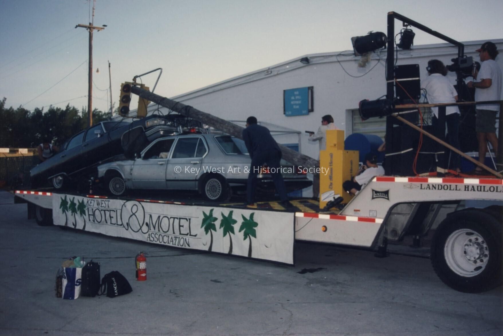 A float that will be in the parade that reads, Key West Hotel & Motel assoc