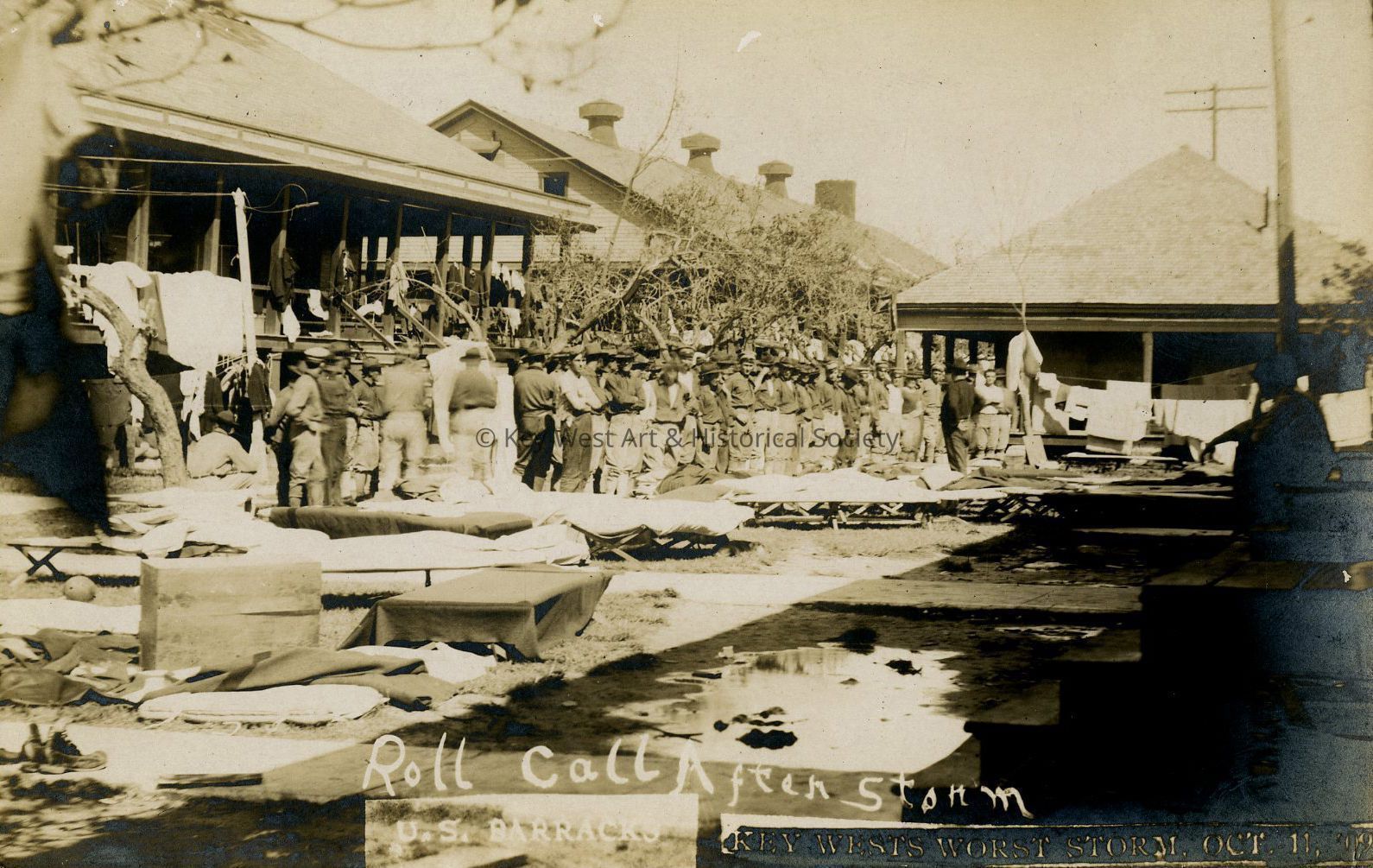 Army Barracks Roll Call After Hurricane; © Key West Art & Historical Society