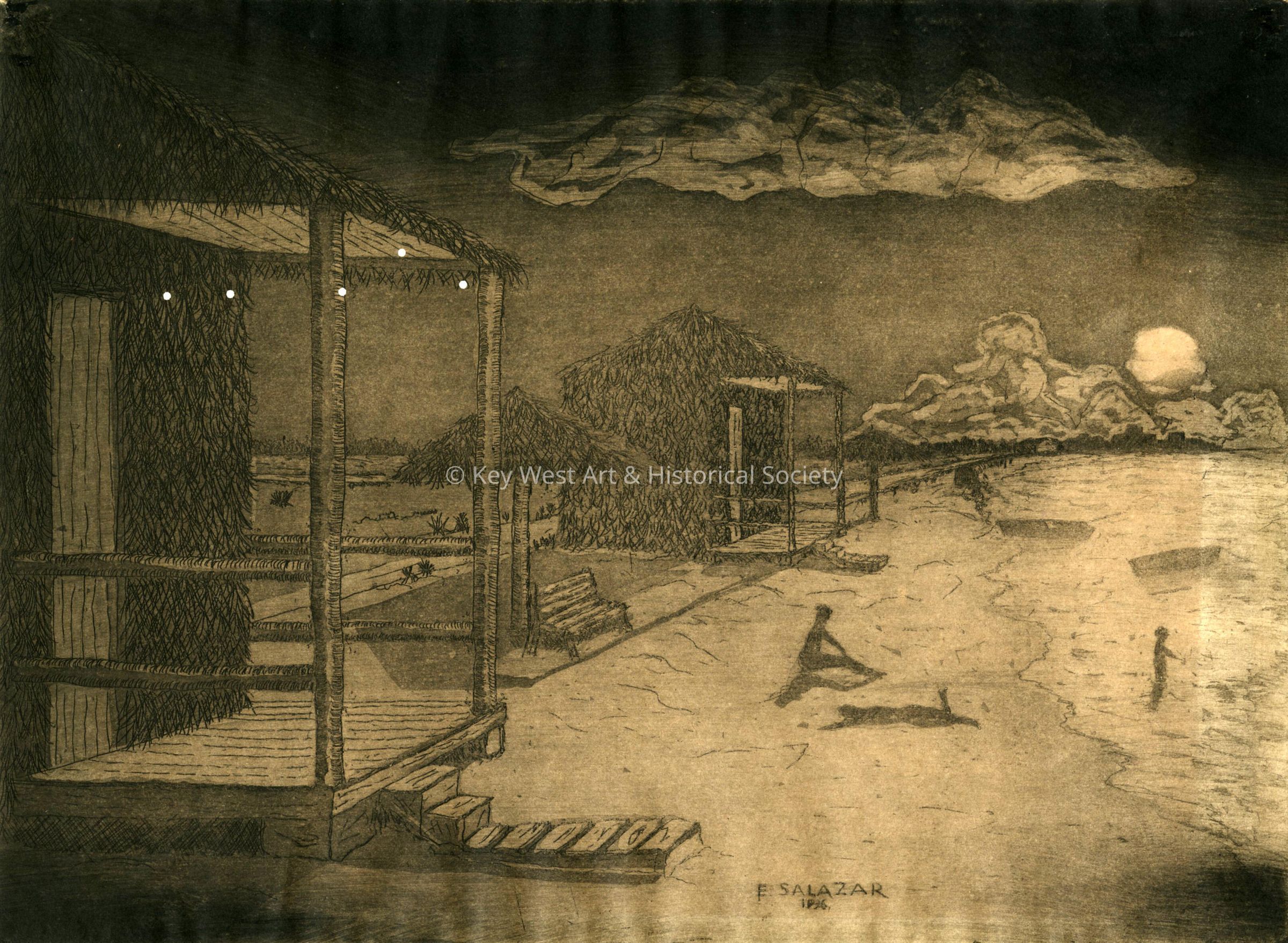 Cabanas at Rest Beach; © Key West Art & Historical Society