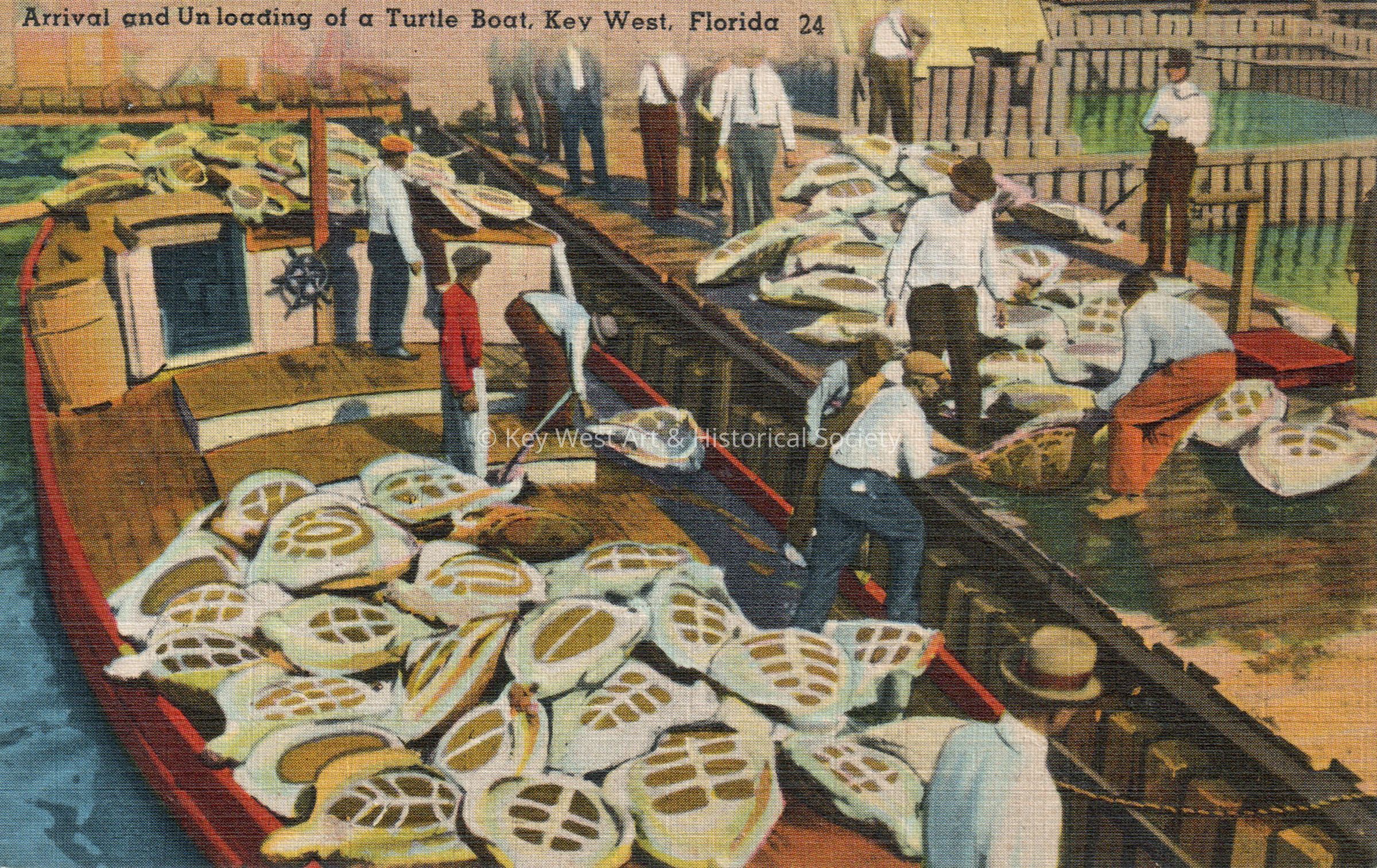 Arrival and Unloading of a Turtle Boat, Key West, Florida; © Key West Art & Historical Society