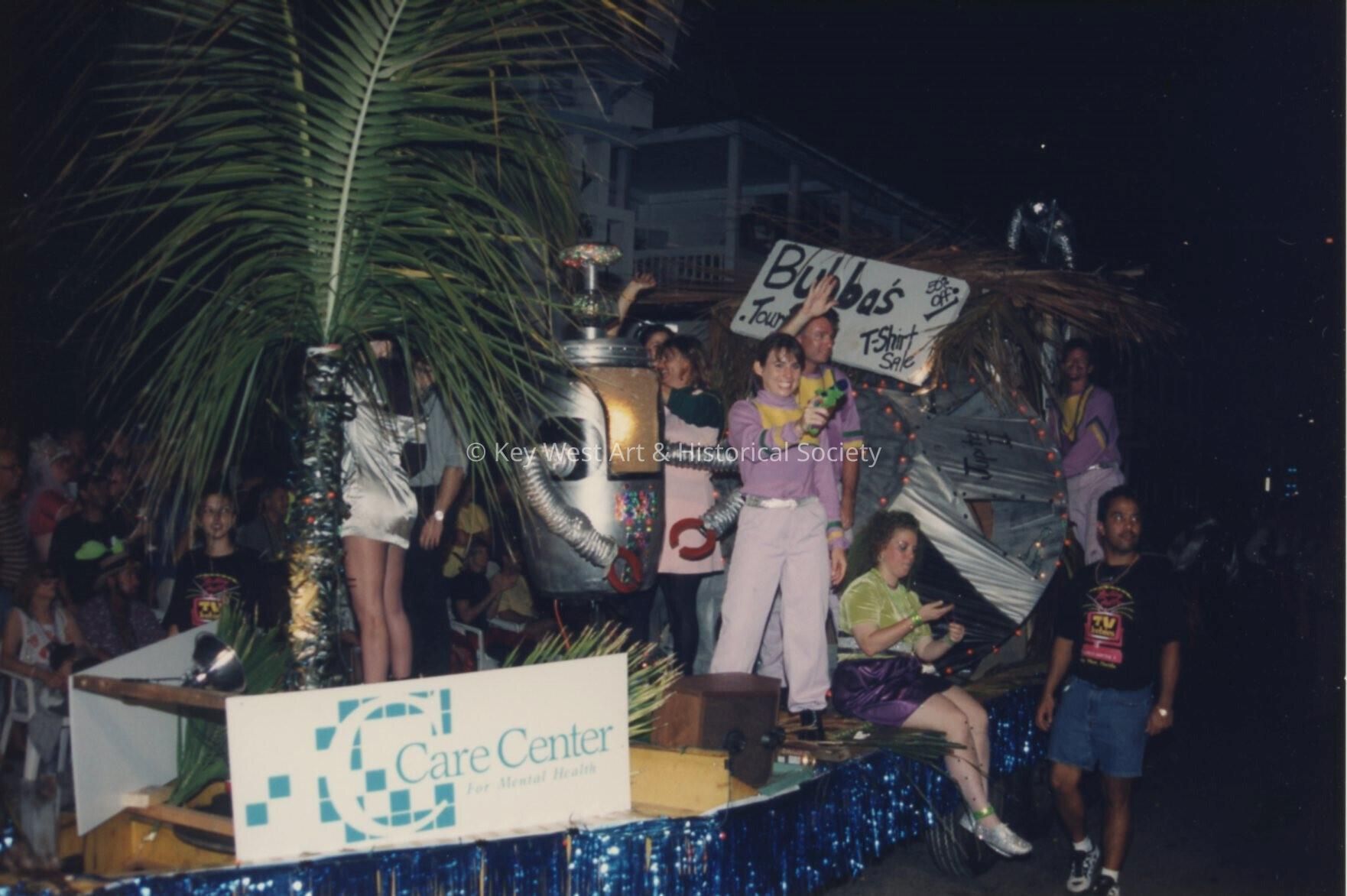 A float in the parade that reads Care Center.