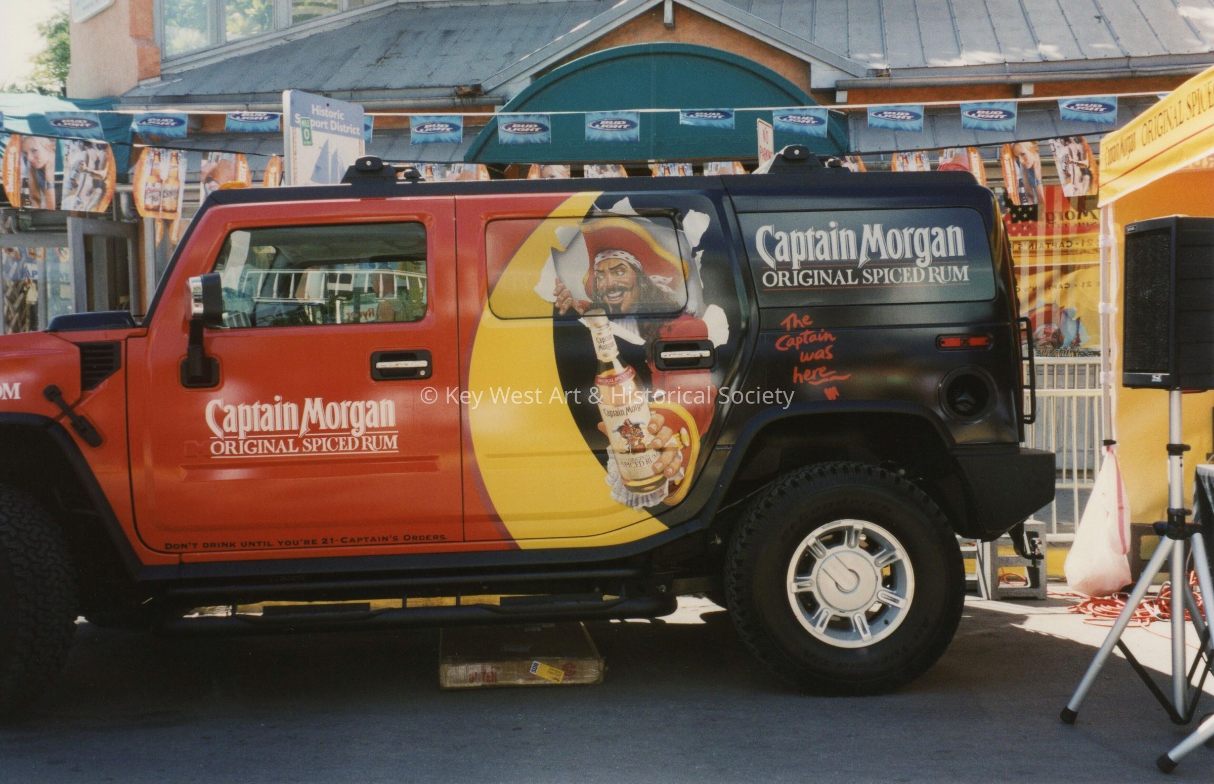 A Captain Morgan jeep.