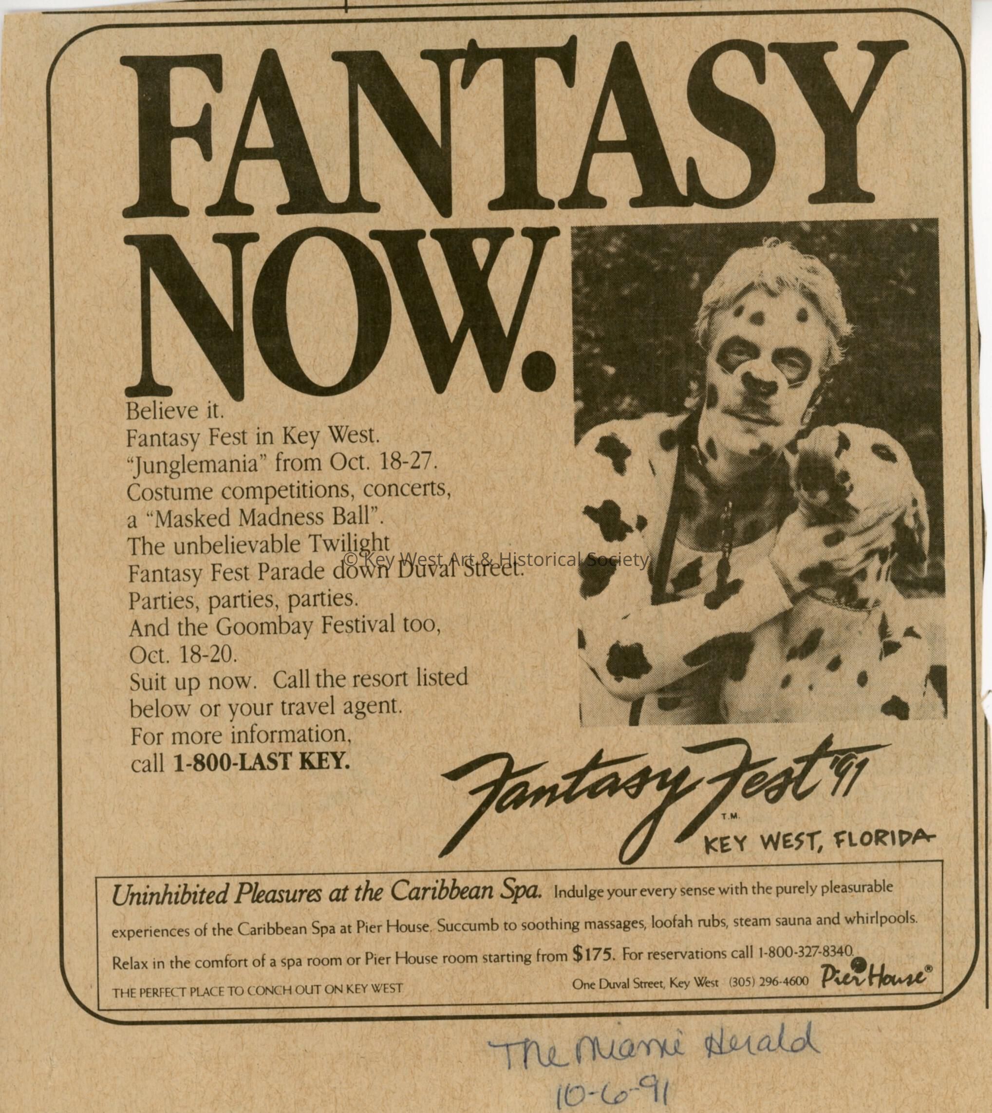 An article in the Miami Herald that reads Fantasy Now.