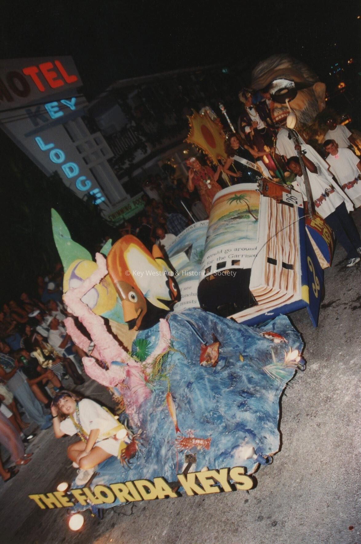 A float in the parade that reads The Florida Keys.