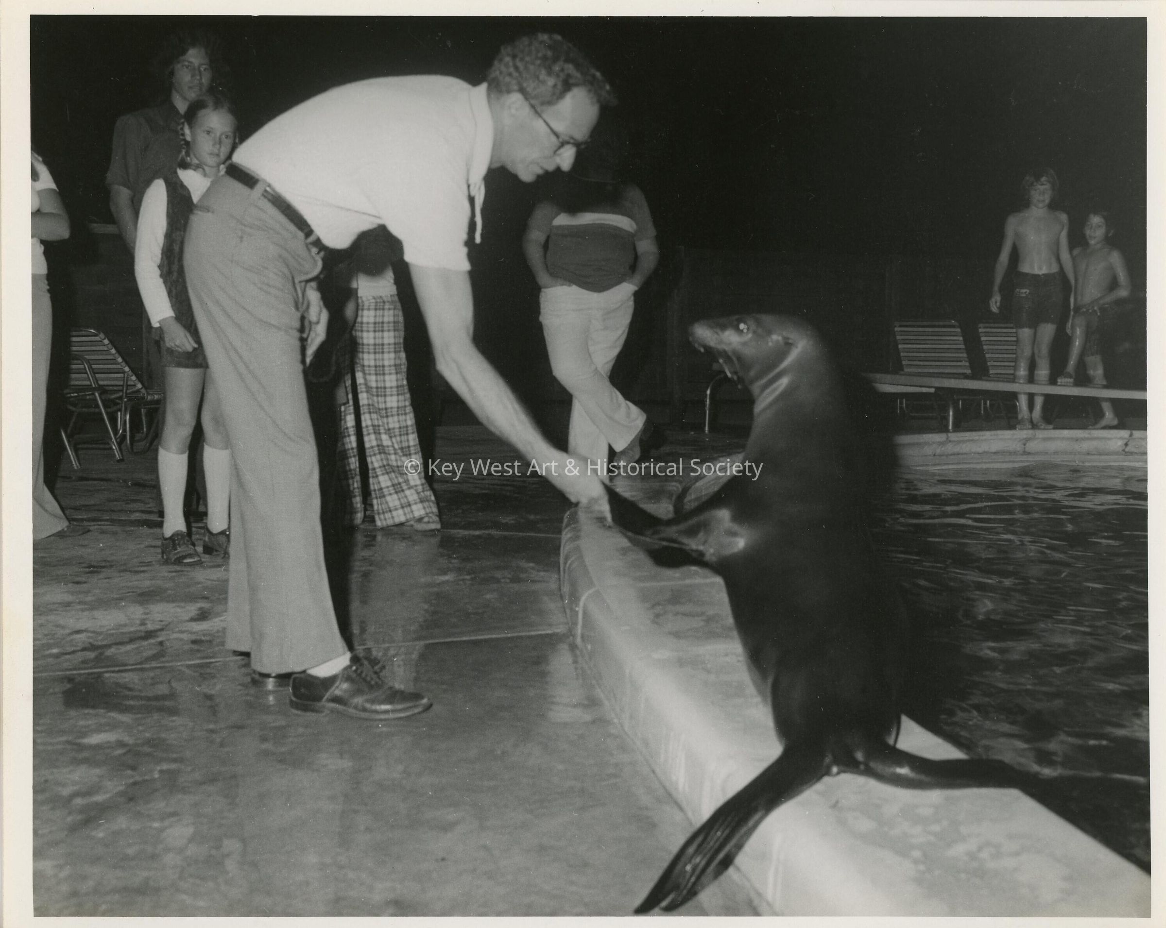 Unknown man shaking a seals hand