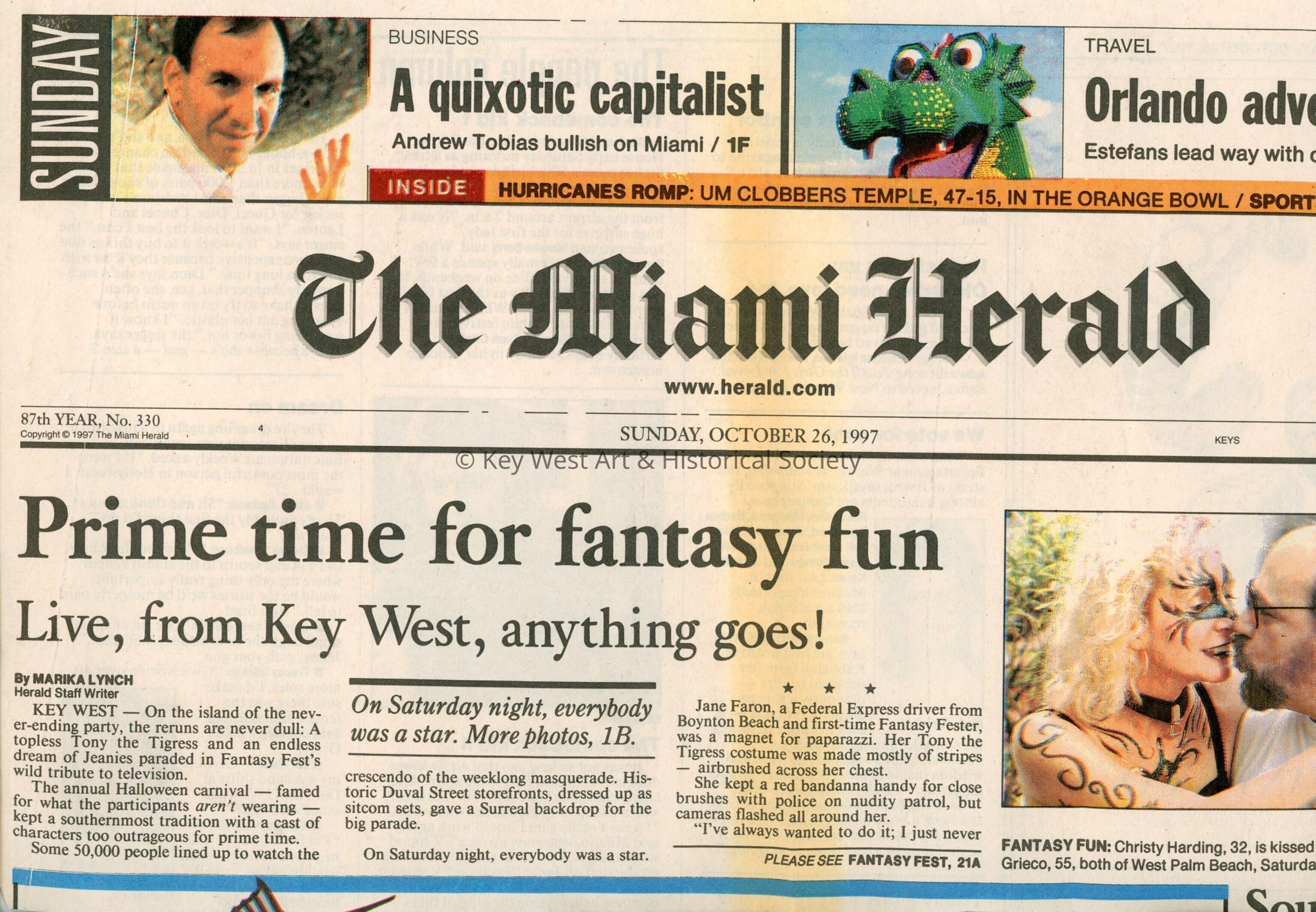 An article in the Miami Herald that reads Prime time for Fantasy fun.