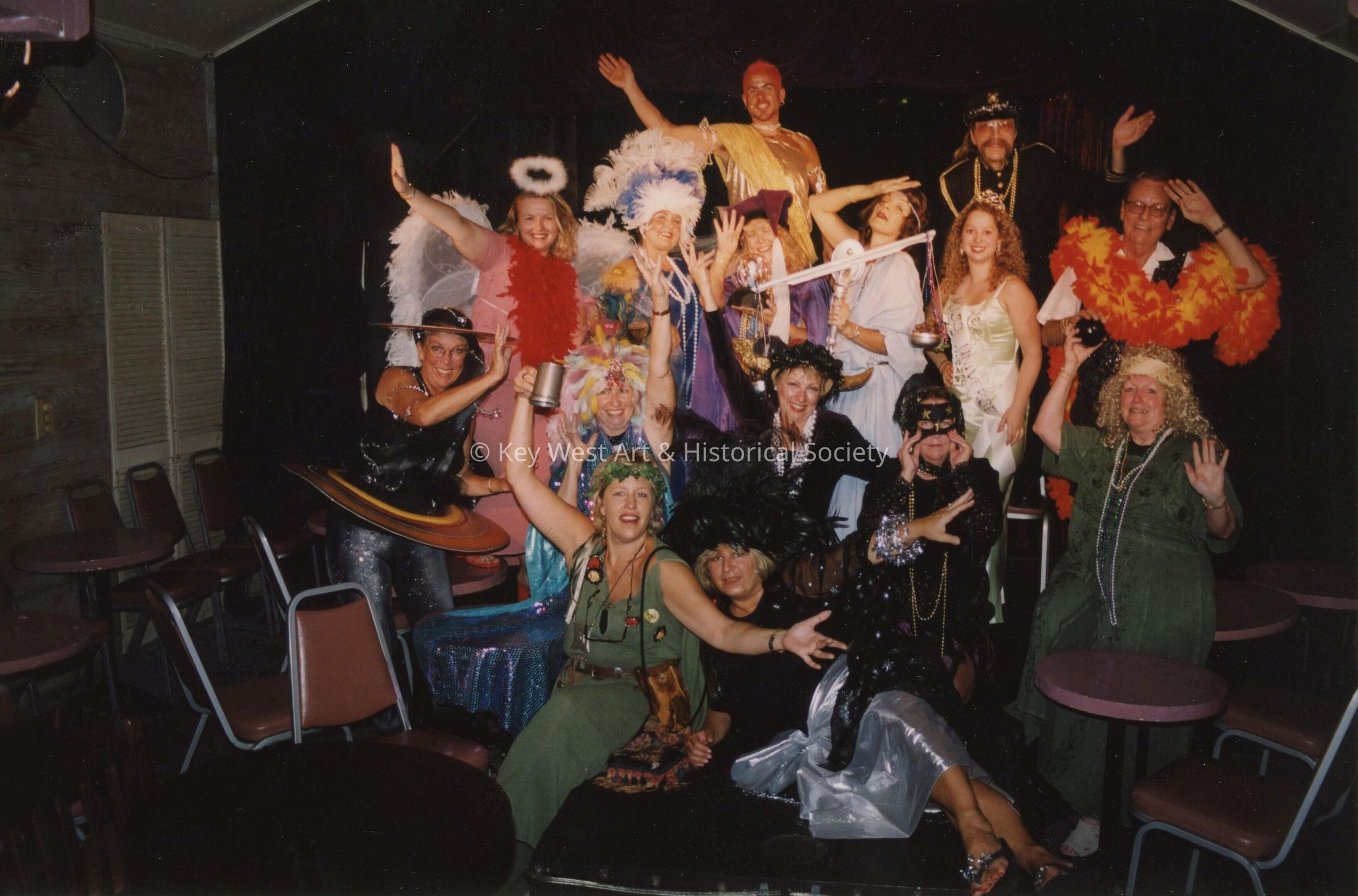 An unknown group of people dressed up.