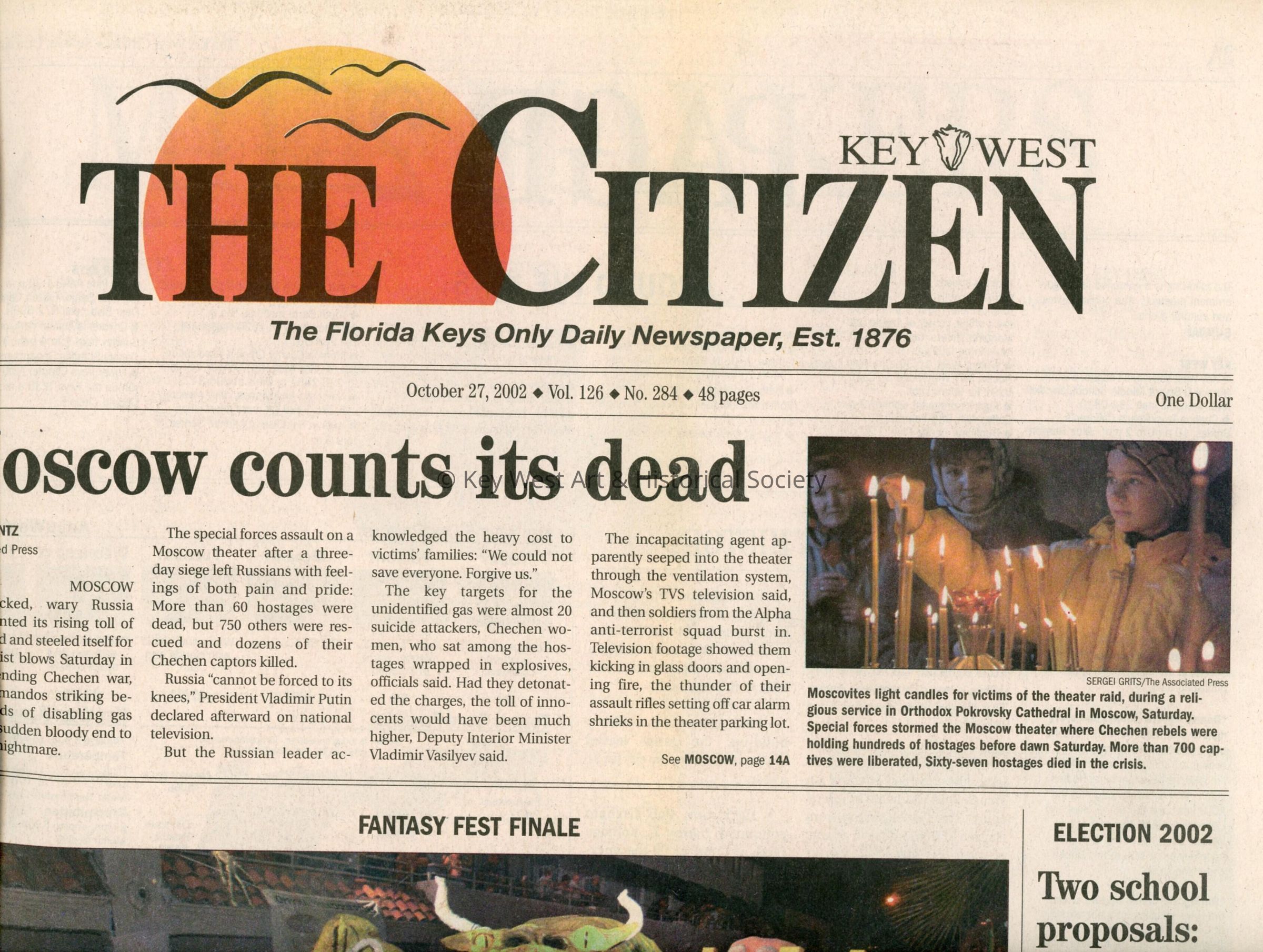 An article in the Key West Citizen that reads Fantasy Fest finale.