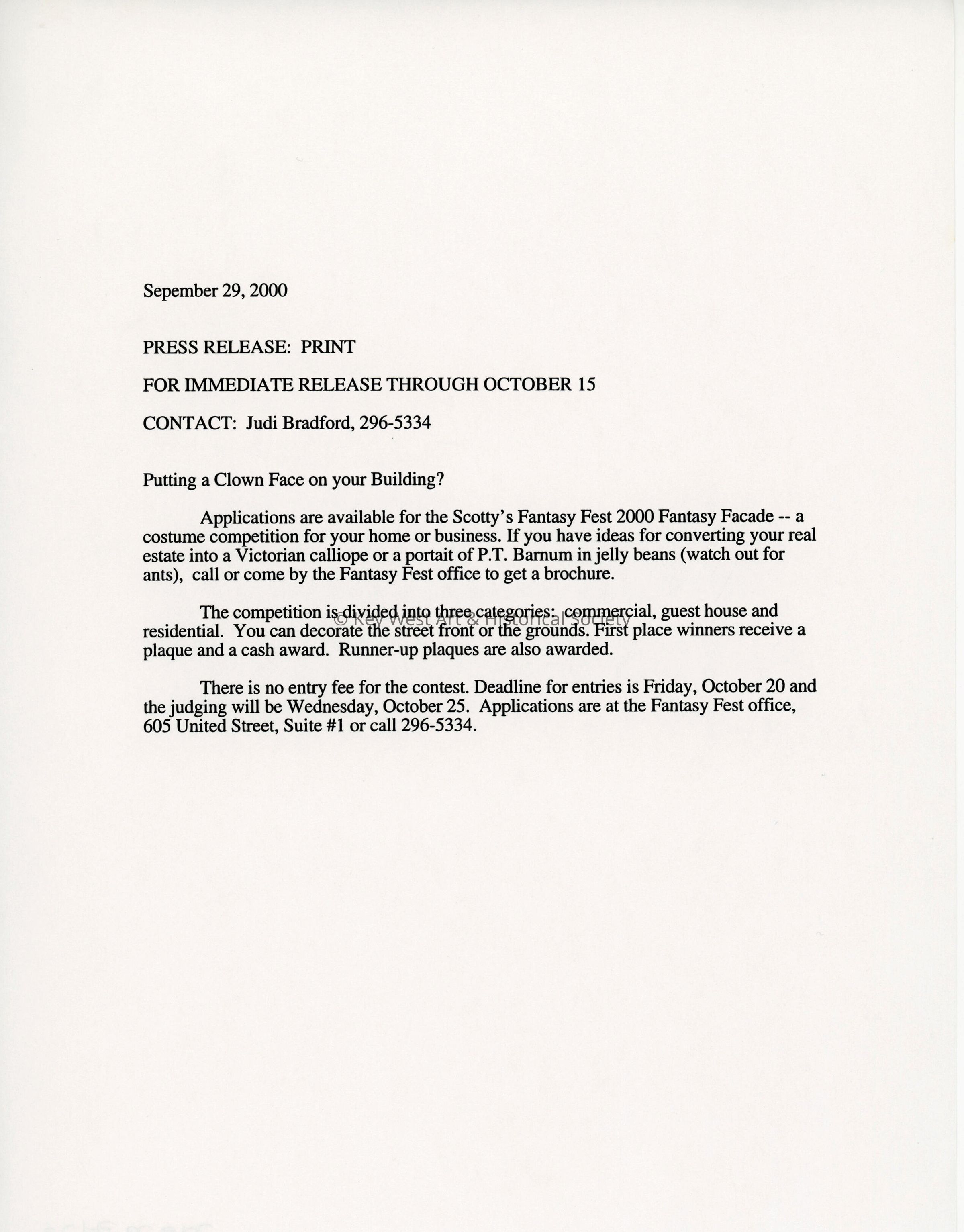 A press release to print about putting a clown face on your building. picture number 1