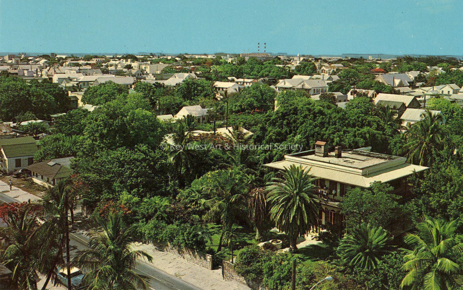Aerial View of Ernest Hemingway House and Panorama of Old Key West, Florida; © Key West Art & Historical Society