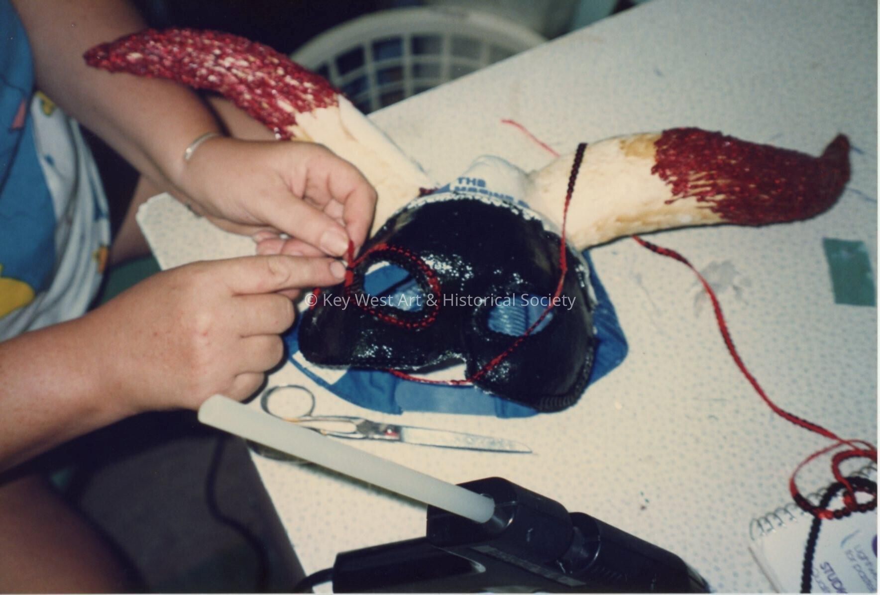 A mask being made.