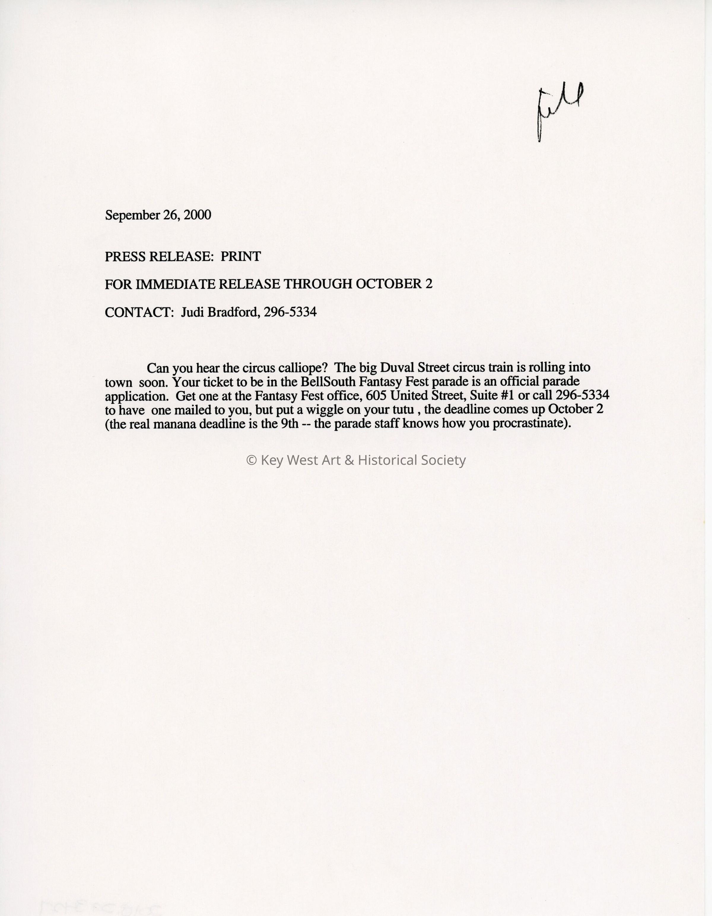 A press release print about the up coming parade. picture number 1