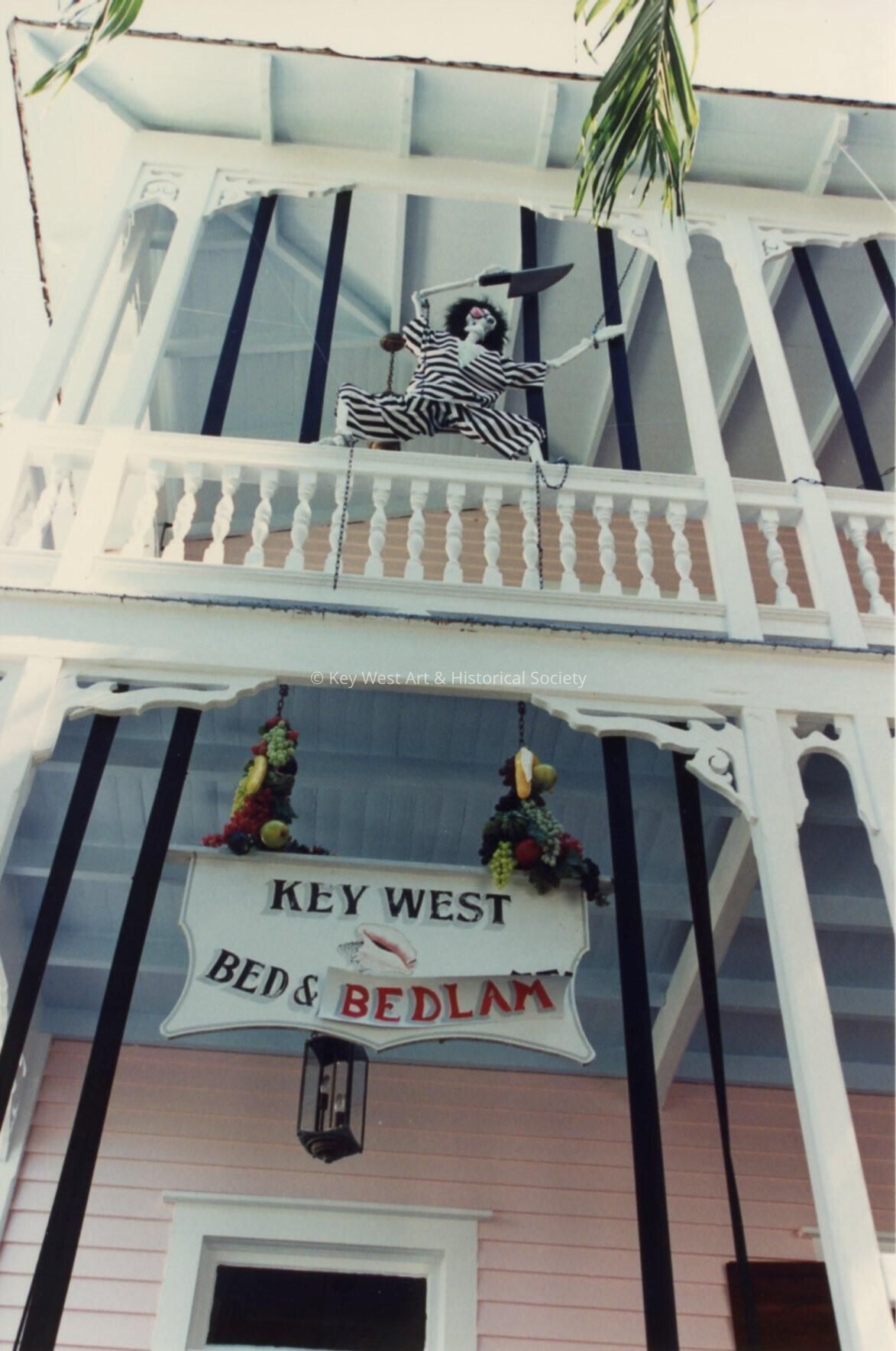 A hotel decorated for Fantasy Fest.