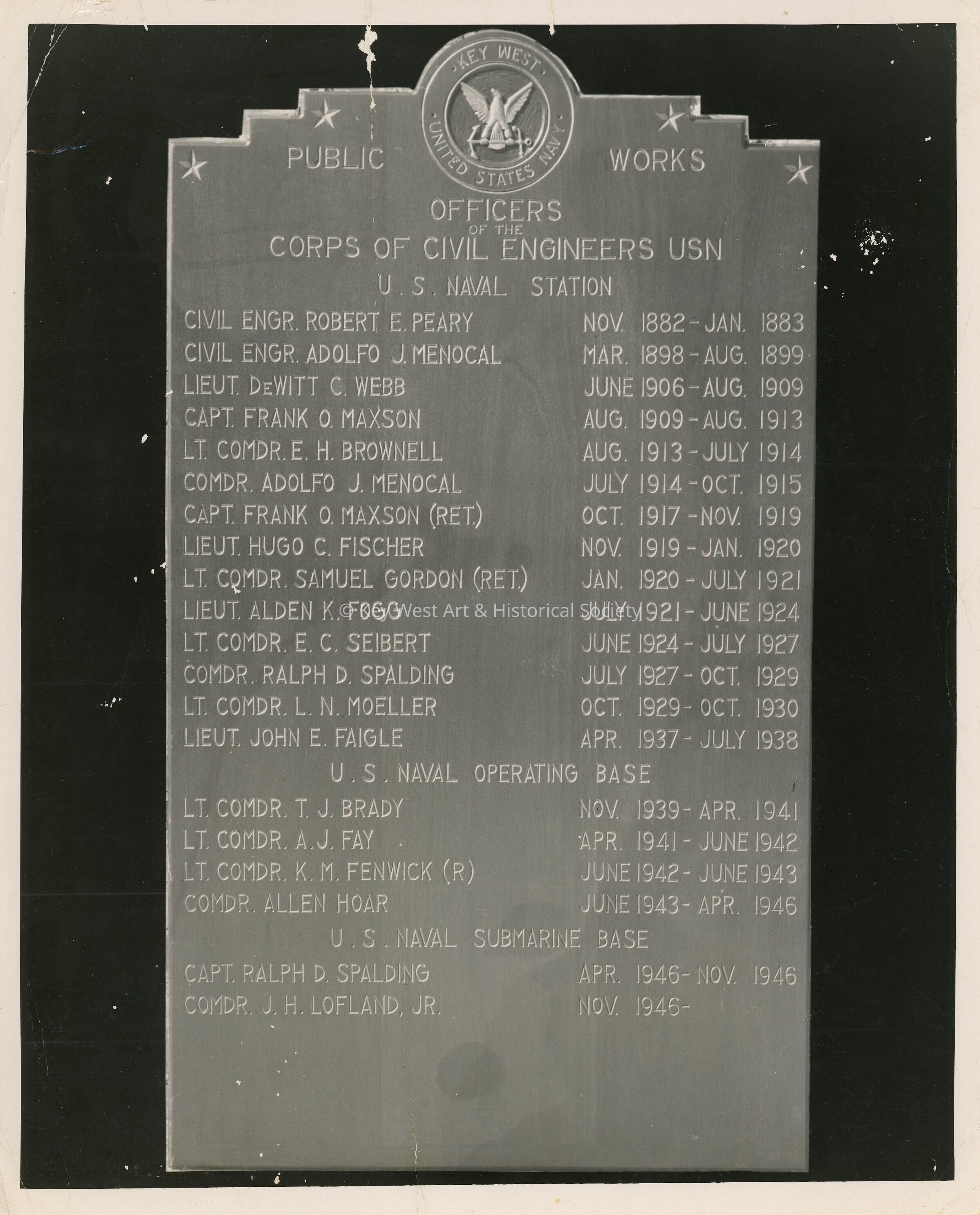 A sign that list corps of Civil Engineers