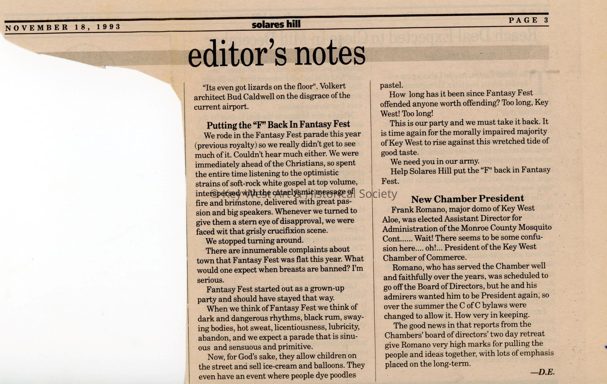 An article in the Solares Hill newspaper that reads Putting the 