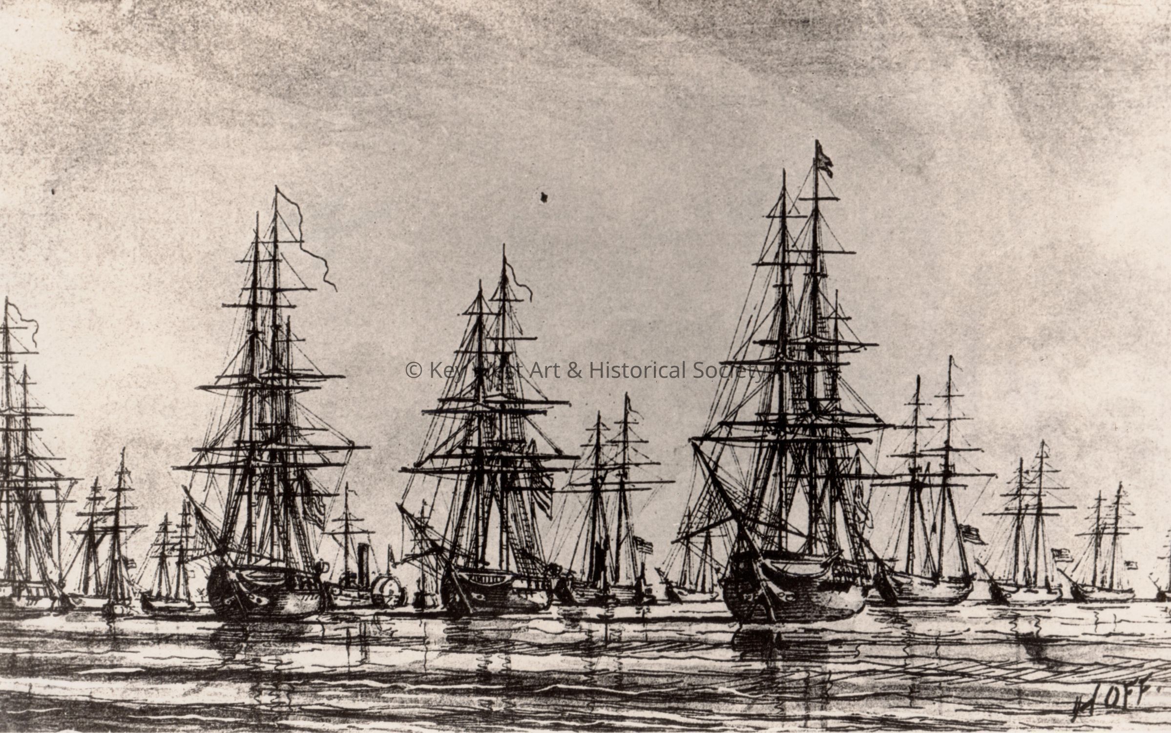Anti-Pirate Fleet in Key West Harbor; © Key West Art & Historical Society