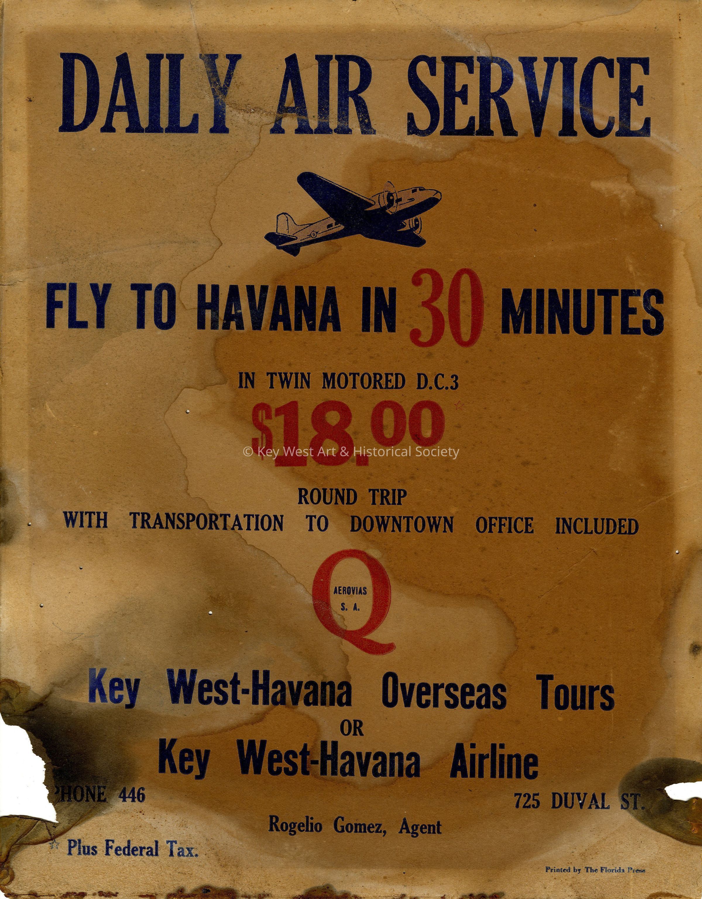 Aerovías Q Advertisement Poster; © Key West Art & Historical Society
