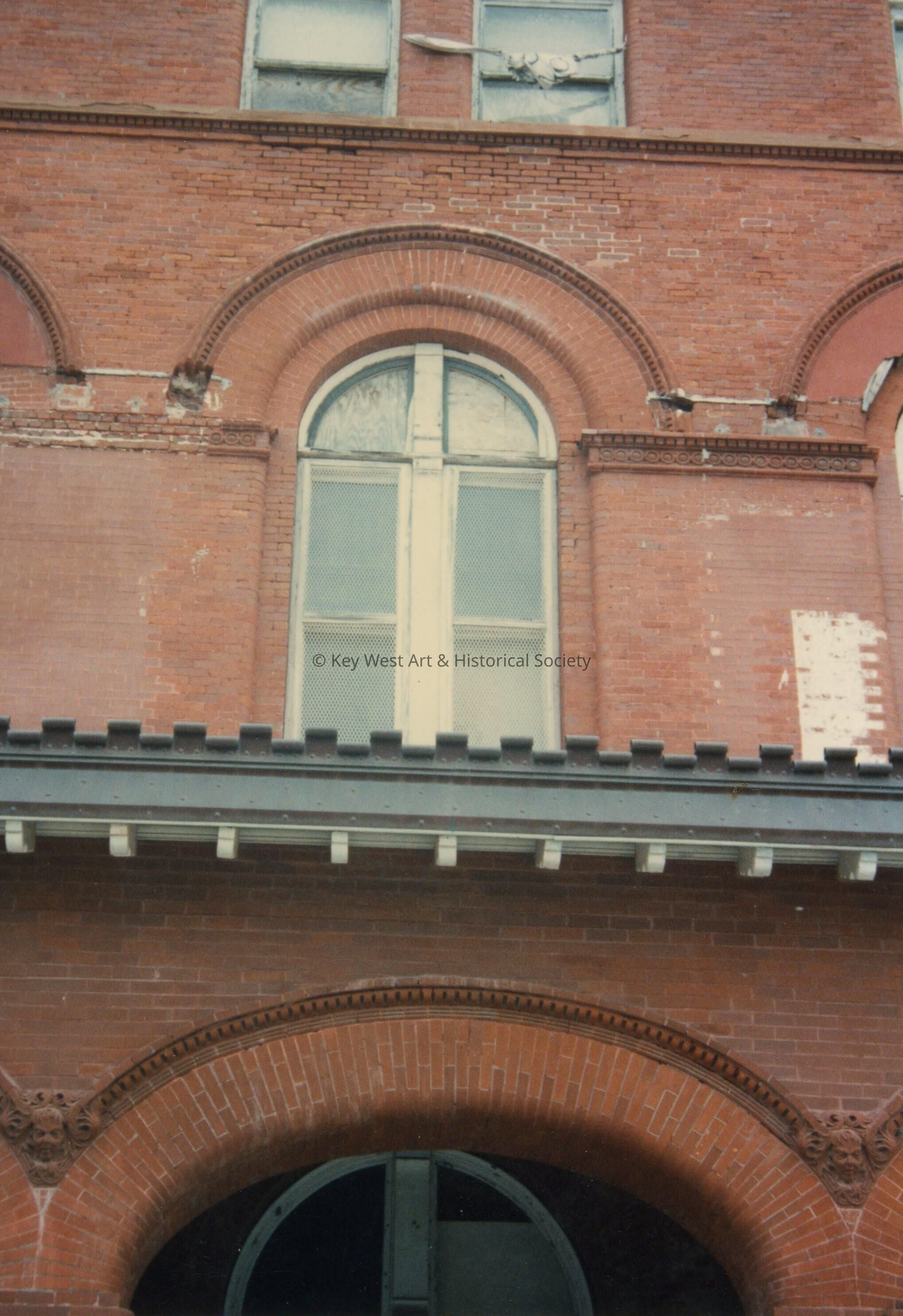An exterior  window on the second floor.