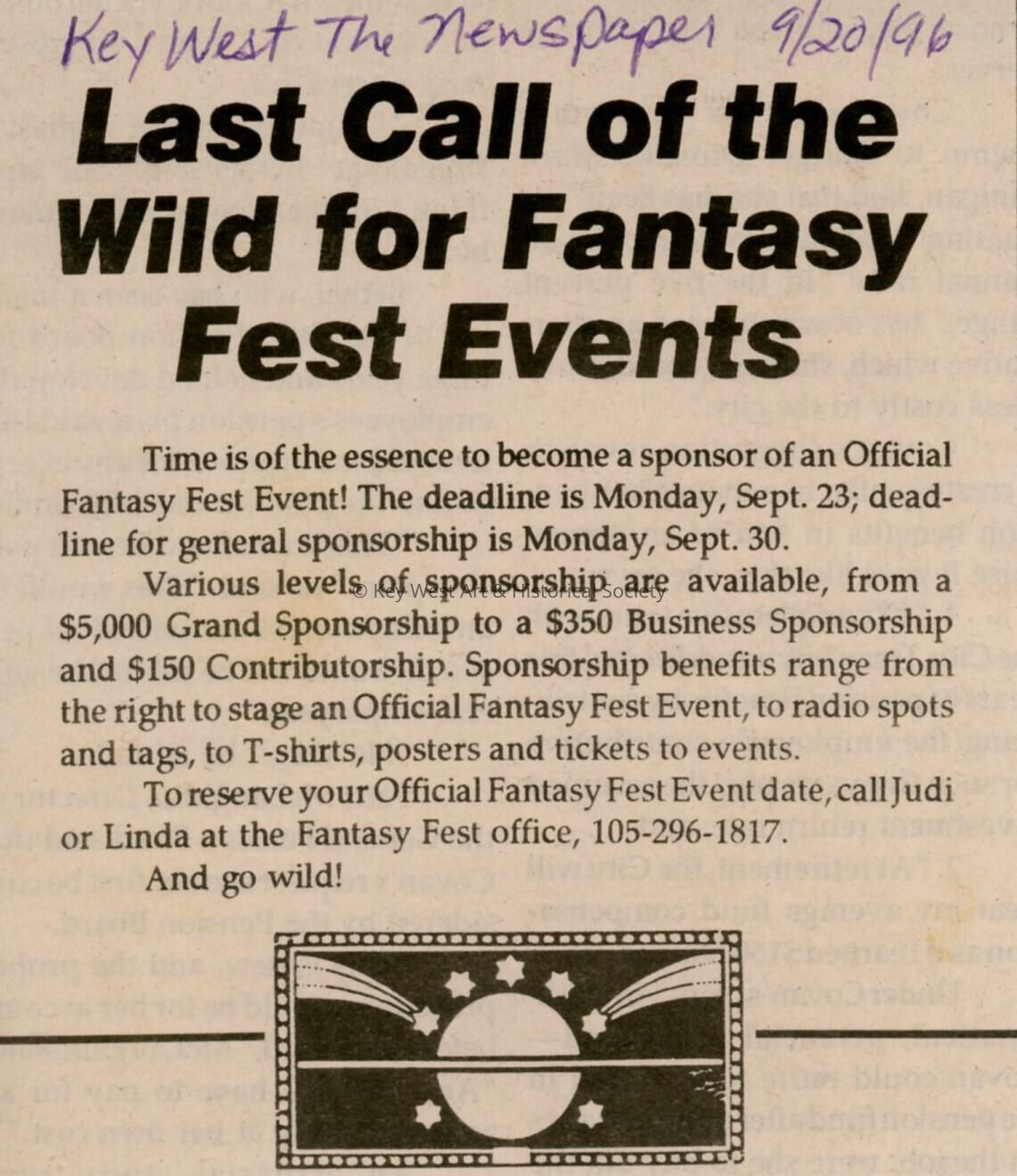 An article in the Key West newspaper that reads Last Call of the Wild Fanta