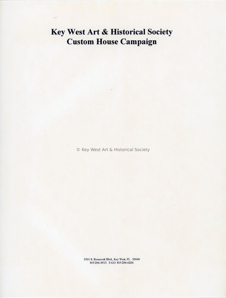 Custom House Campaign Stationery; © Key West Art & Historical Society