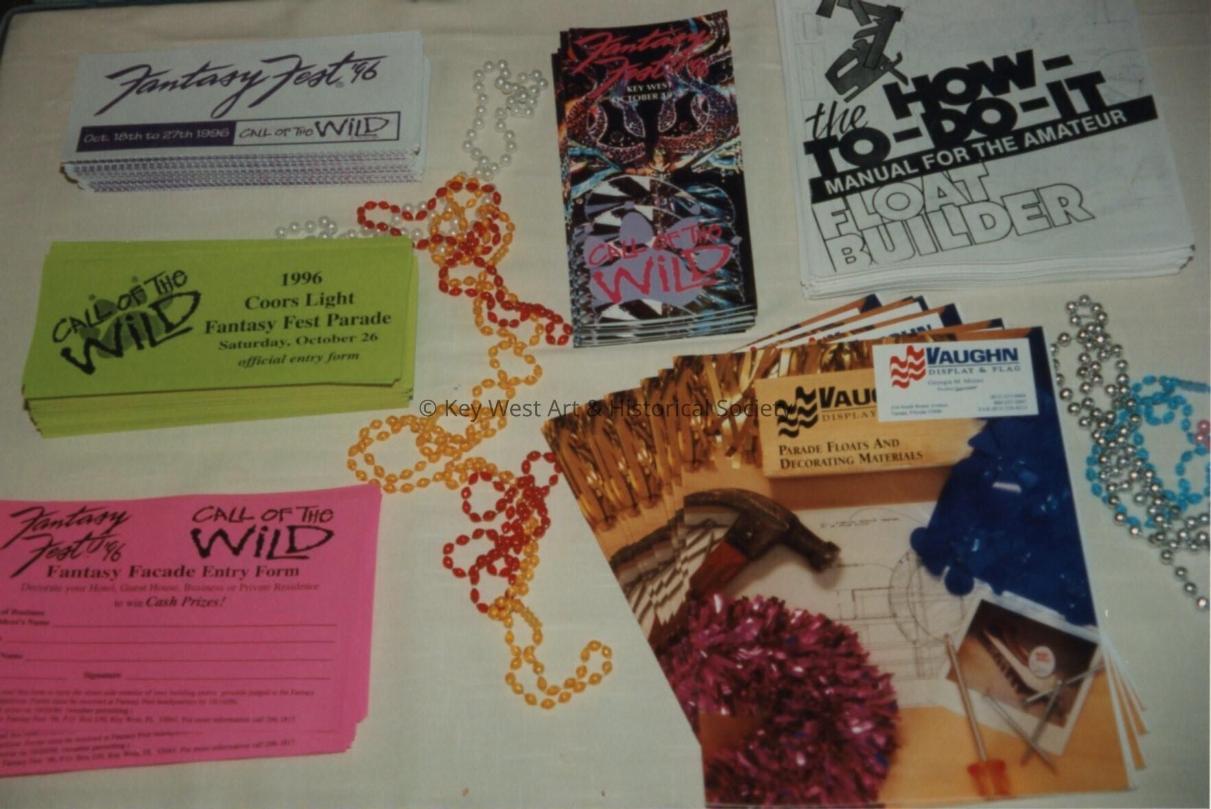 A table set up at the Coors light parade workshop.