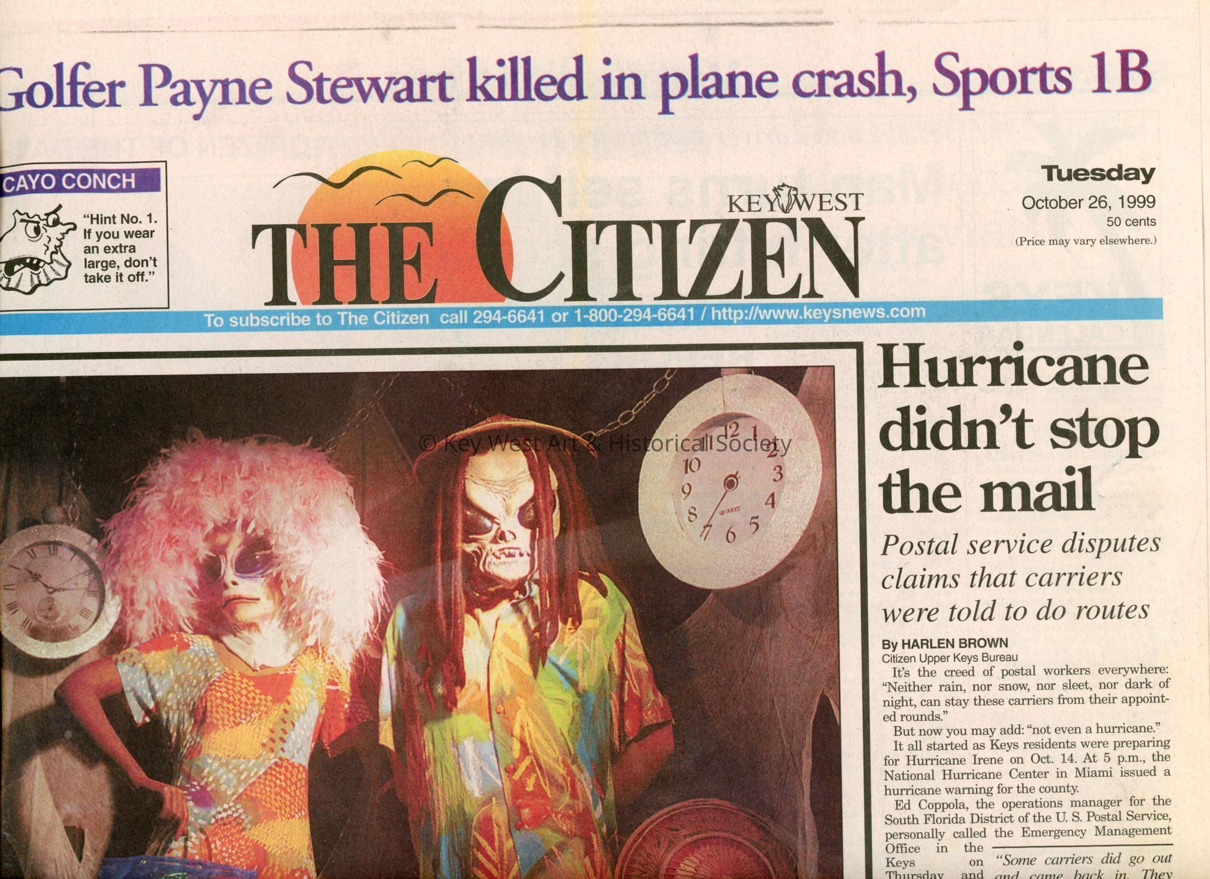An article in the Key West Citizen that reads No flesh for Fantasy.