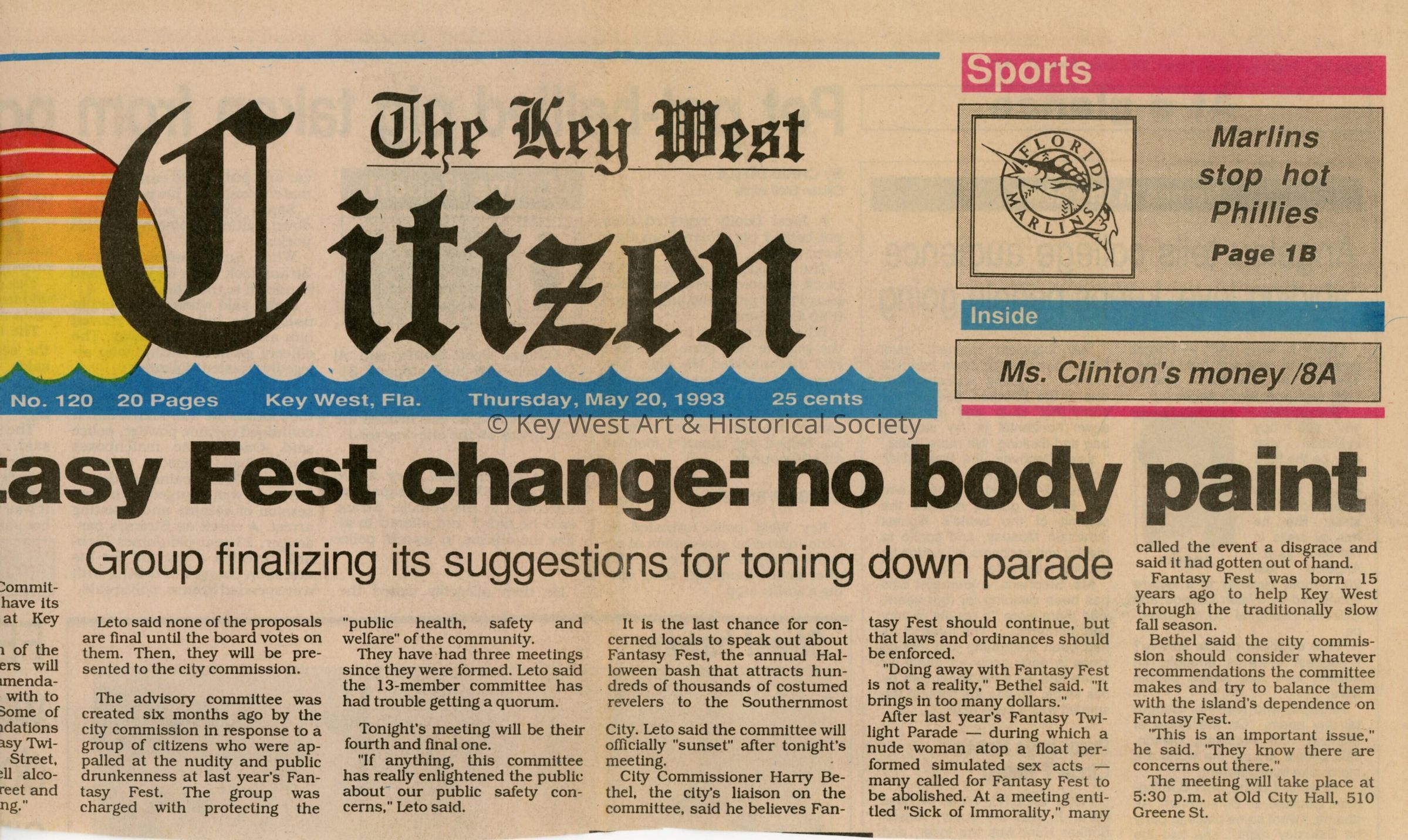An article in the Key West Citizen about Fantasy Fest that reads Fantasy Fe
