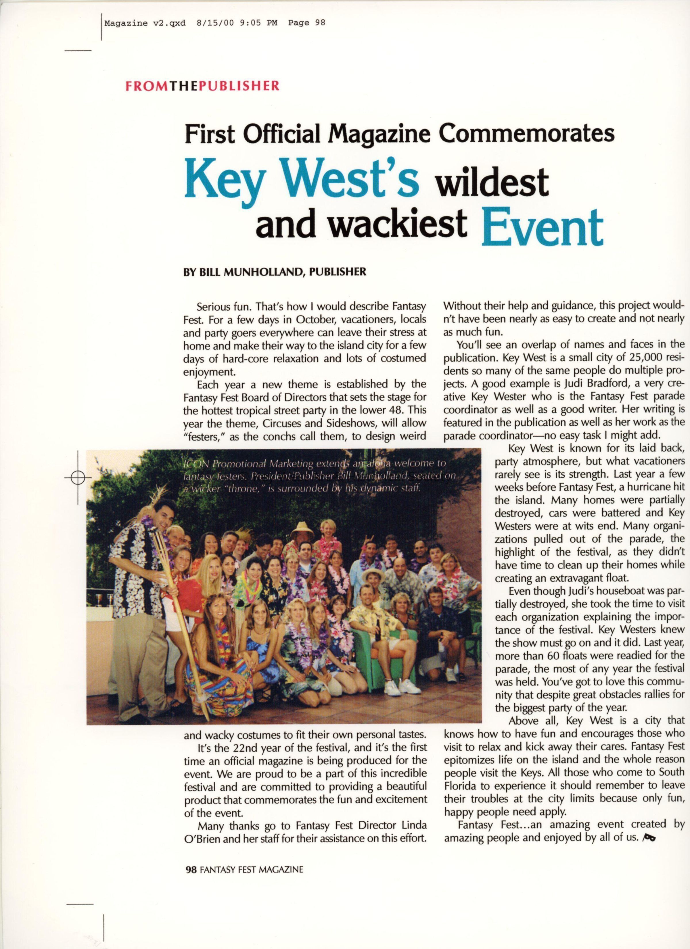 A copy of a page from Fantasy Fest 2000 First official magazine.