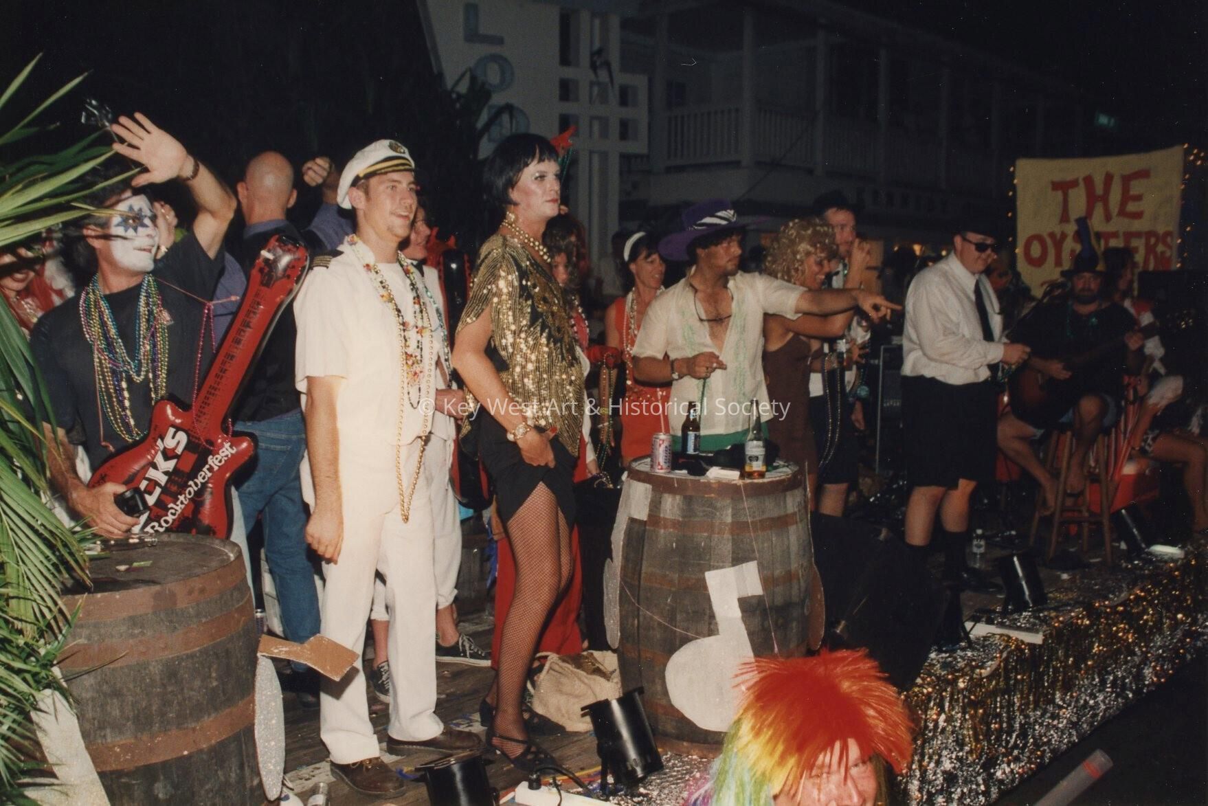 A float in the parade that reads The Oysters.