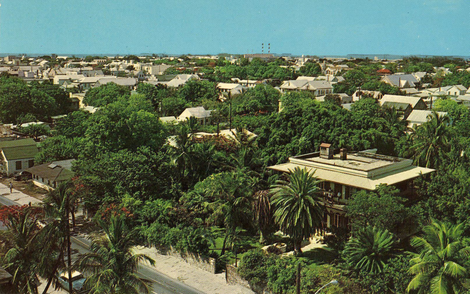 Aerial View of Ernest Hemingway House and Panorama of Old Key West, Florida; © Key West Art & Historical Society